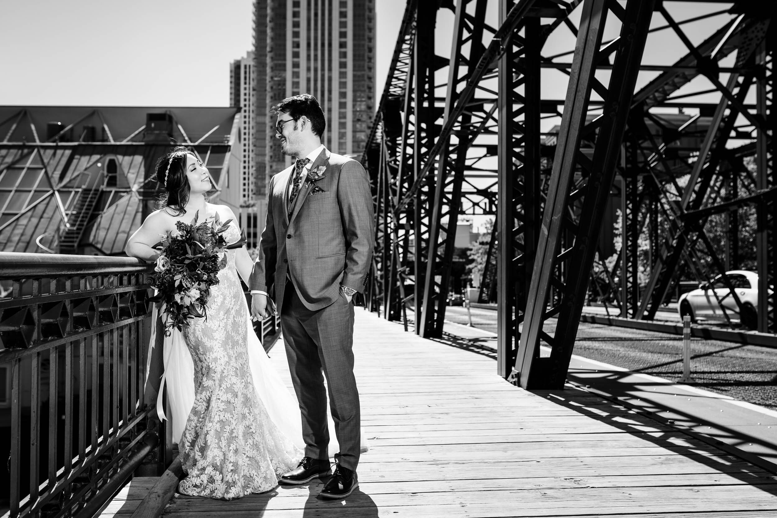 Chicago Wedding Photographer | Kinzie Street Bridge | J. Brown Photography | creative wedding portraits.