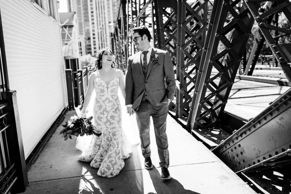 Chicago Wedding Photographer | Kinzie Street Bridge | J. Brown Photography | creative wedding portraits.