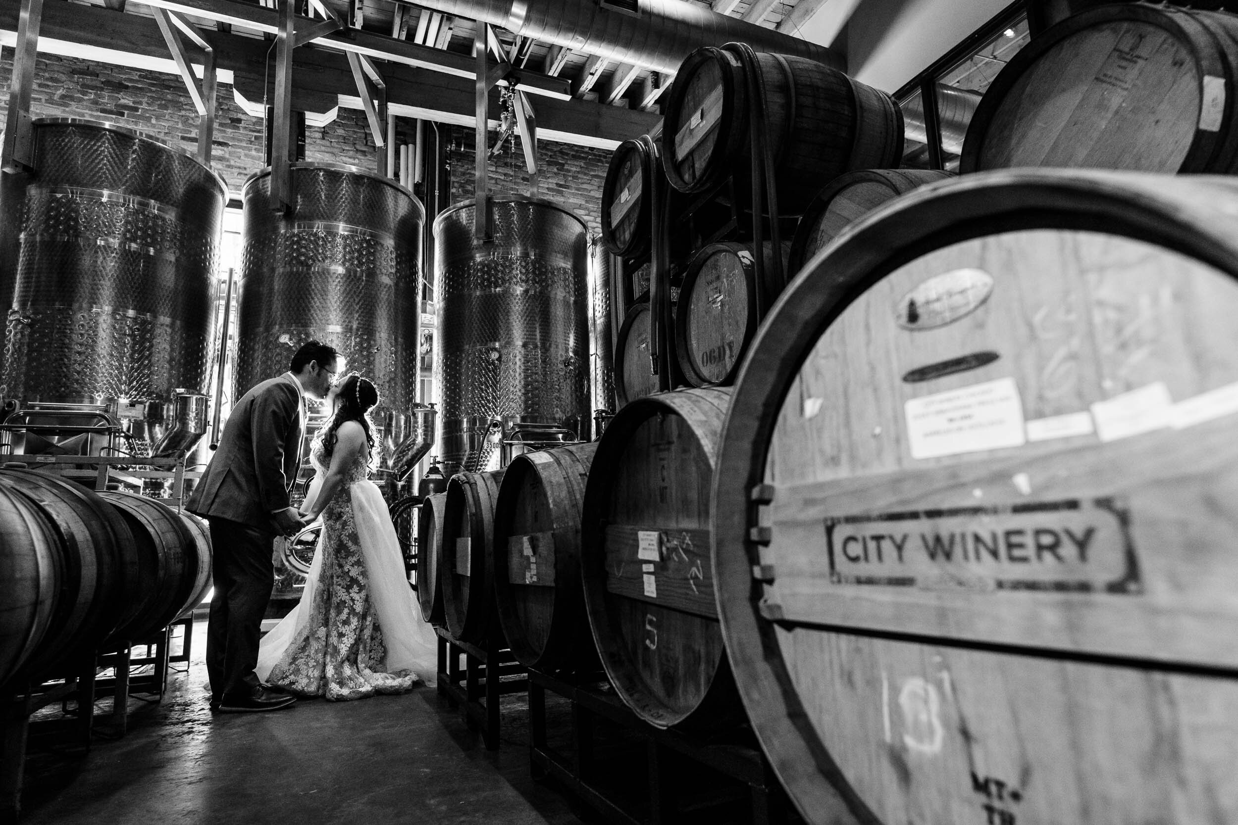 Top Wedding Photographers Near Me | City Winery | J. Brown Photography | creative wedding portrait at winery.
