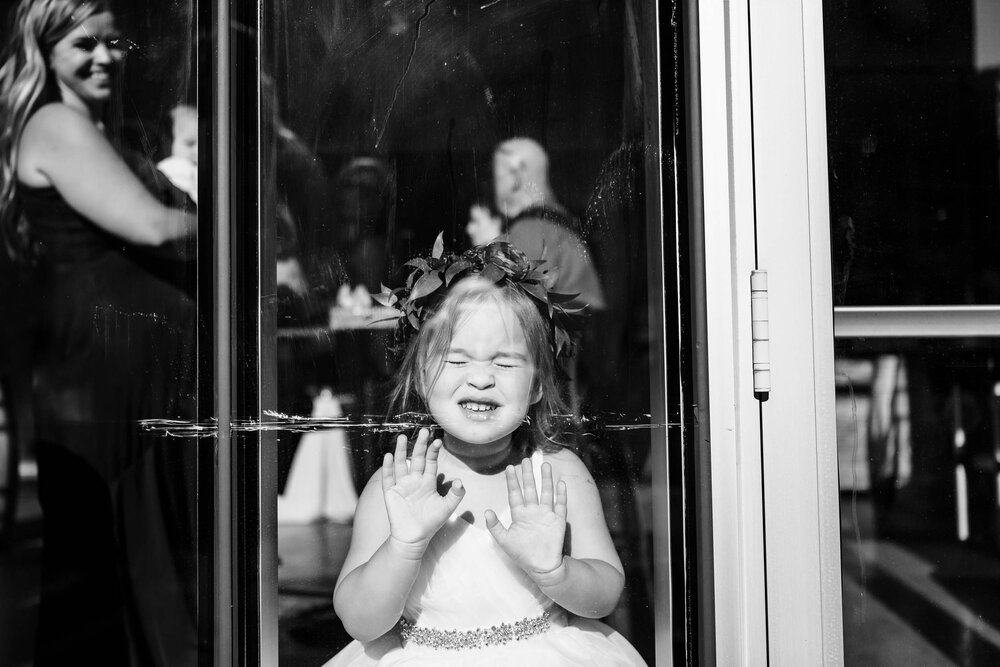 Wedding Day Photos | City Winery | J. Brown Photography | funny moment of flower girl.