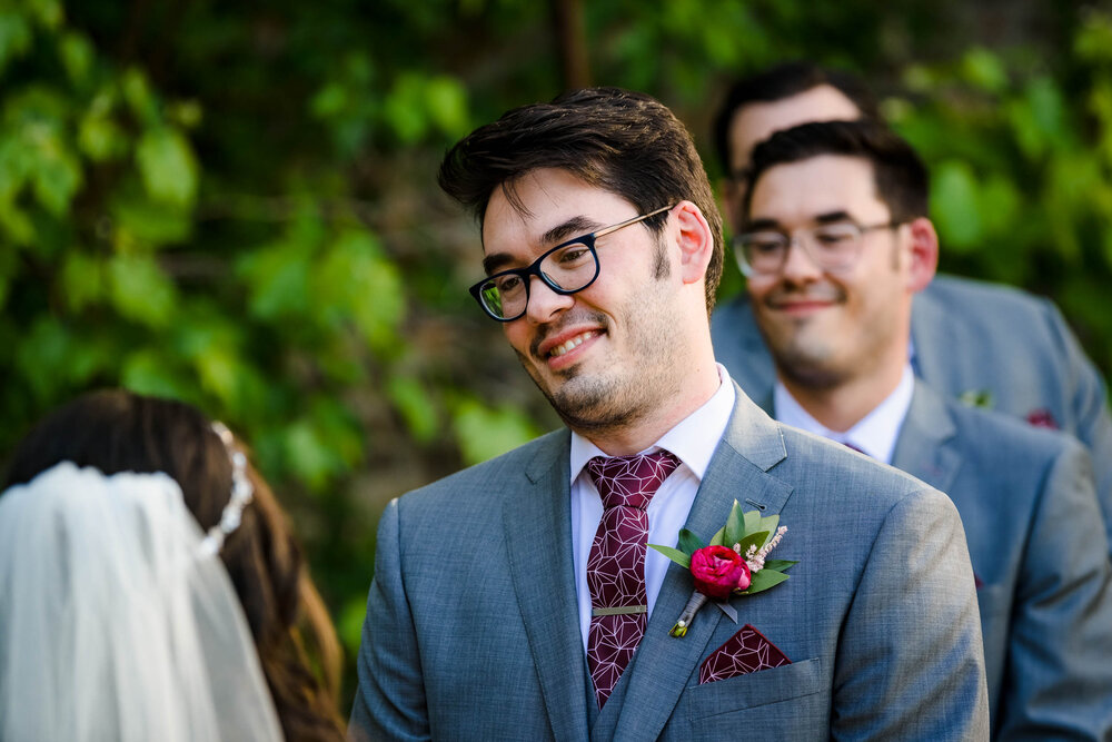 Wedding Day Photos | City Winery | J. Brown Photography | groom smiles during the vows.