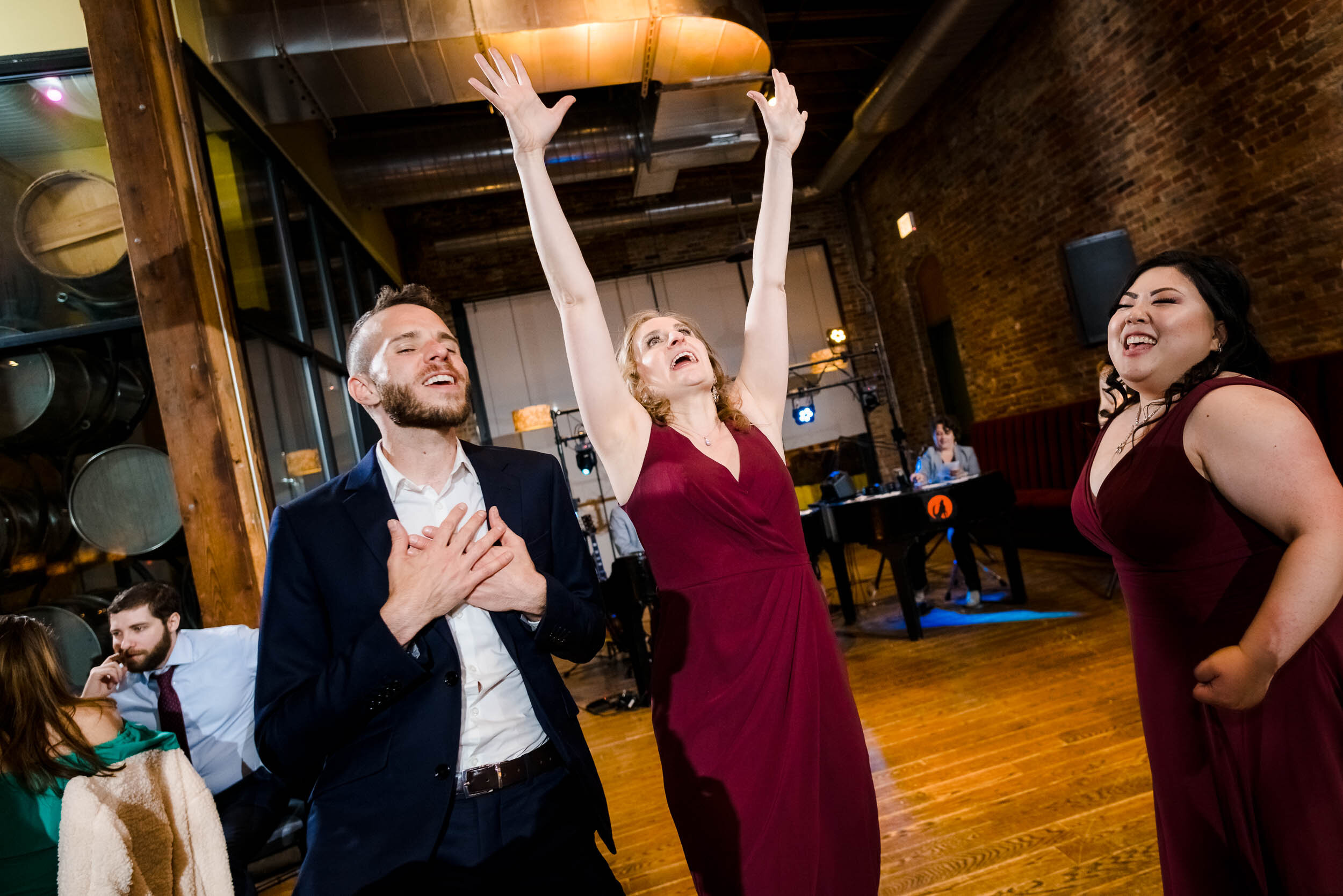 Chicago Wedding Photographer | City Winery | J. Brown Photography | guests dancing during the reception.