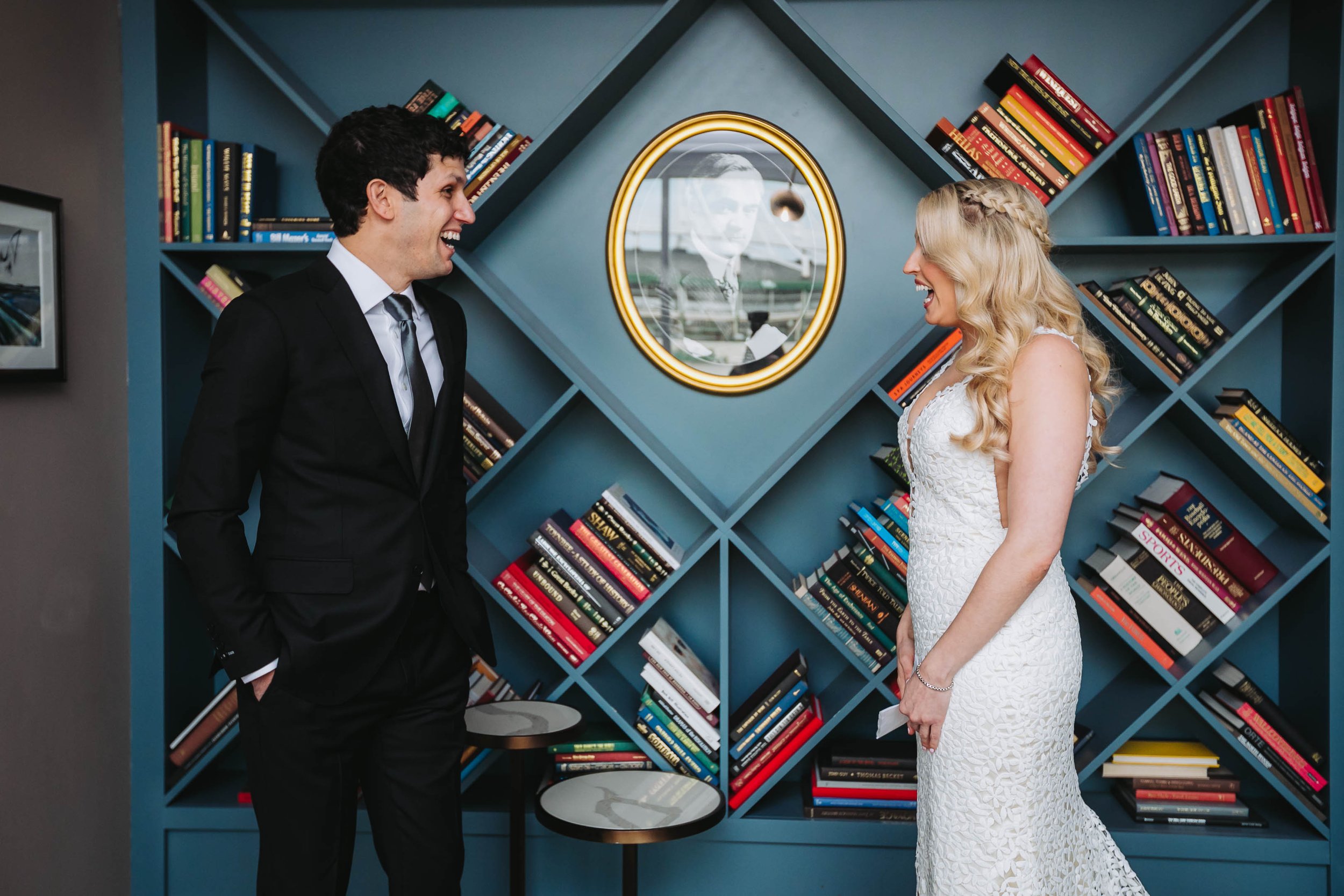 Chicago Wedding Photographer | Ravenswood Event Center | J. Brown Photography | bride and groom first look Hotel Zachary