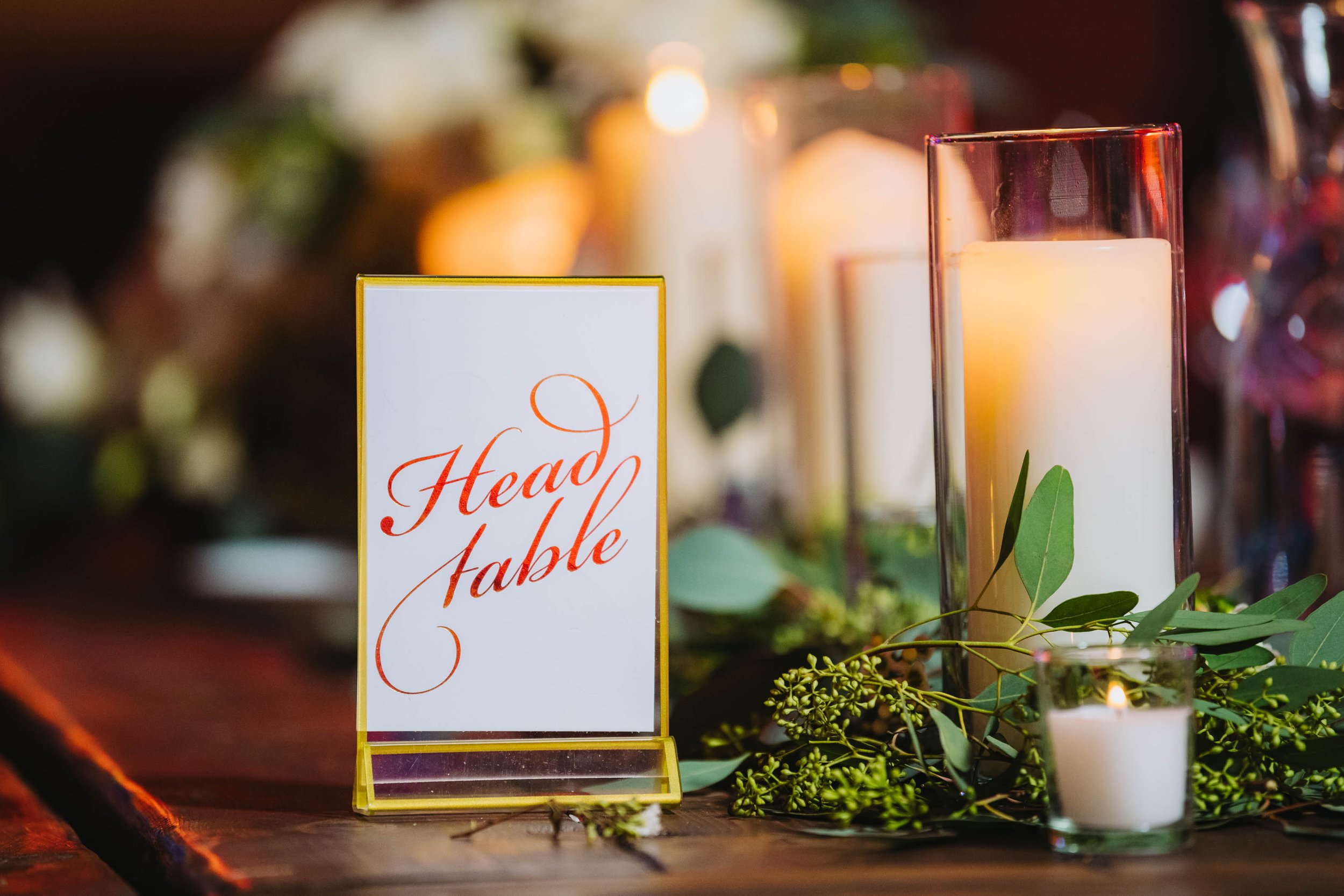 Wedding Day Photos | Ravenswood Event Center | J. Brown Photography | detail photo of head table