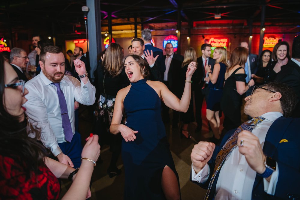 Chicago Wedding Photographer | Ravenswood Event Center | J. Brown Photography | funny moments with guests on dance floor
