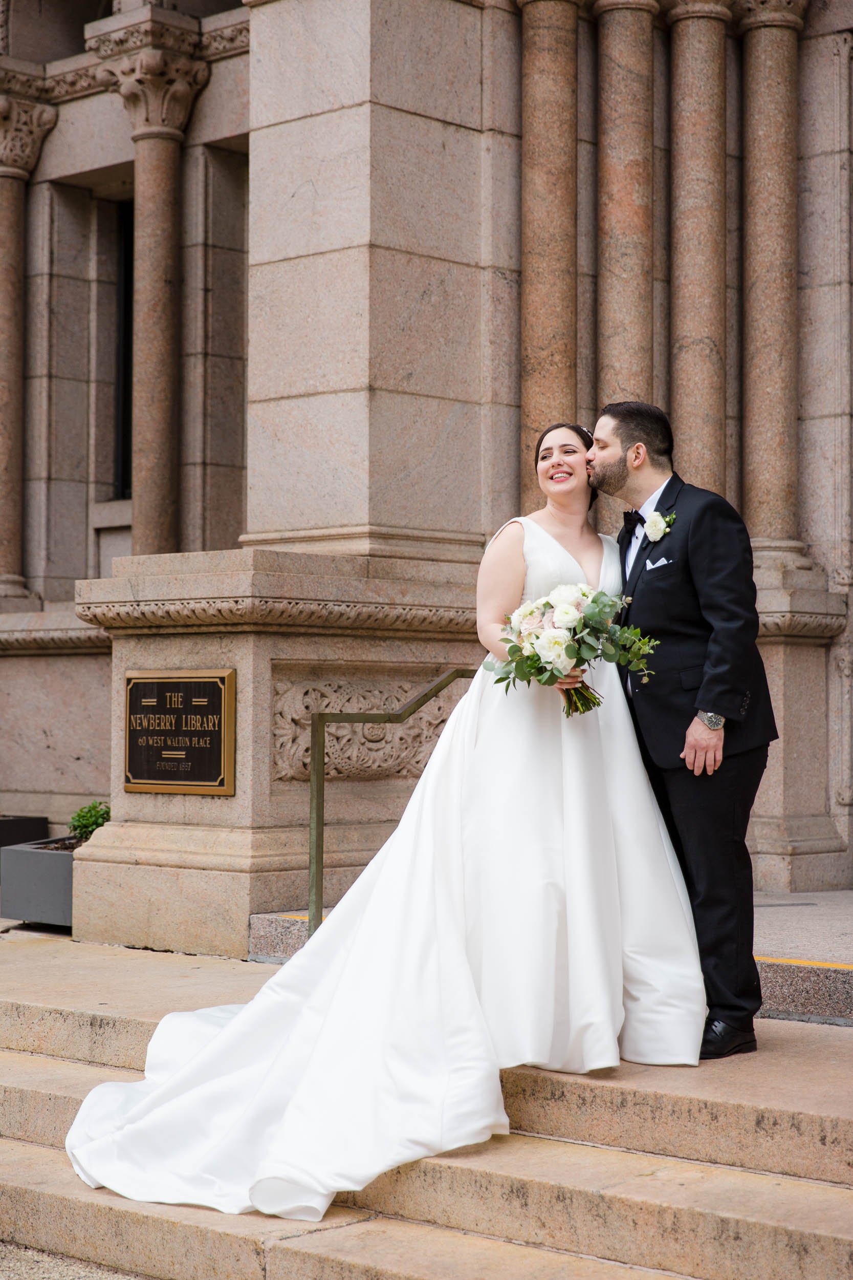 Wedding Day Photos | Newberry Library | J. Brown Photography | classic portrait of bride and groom.