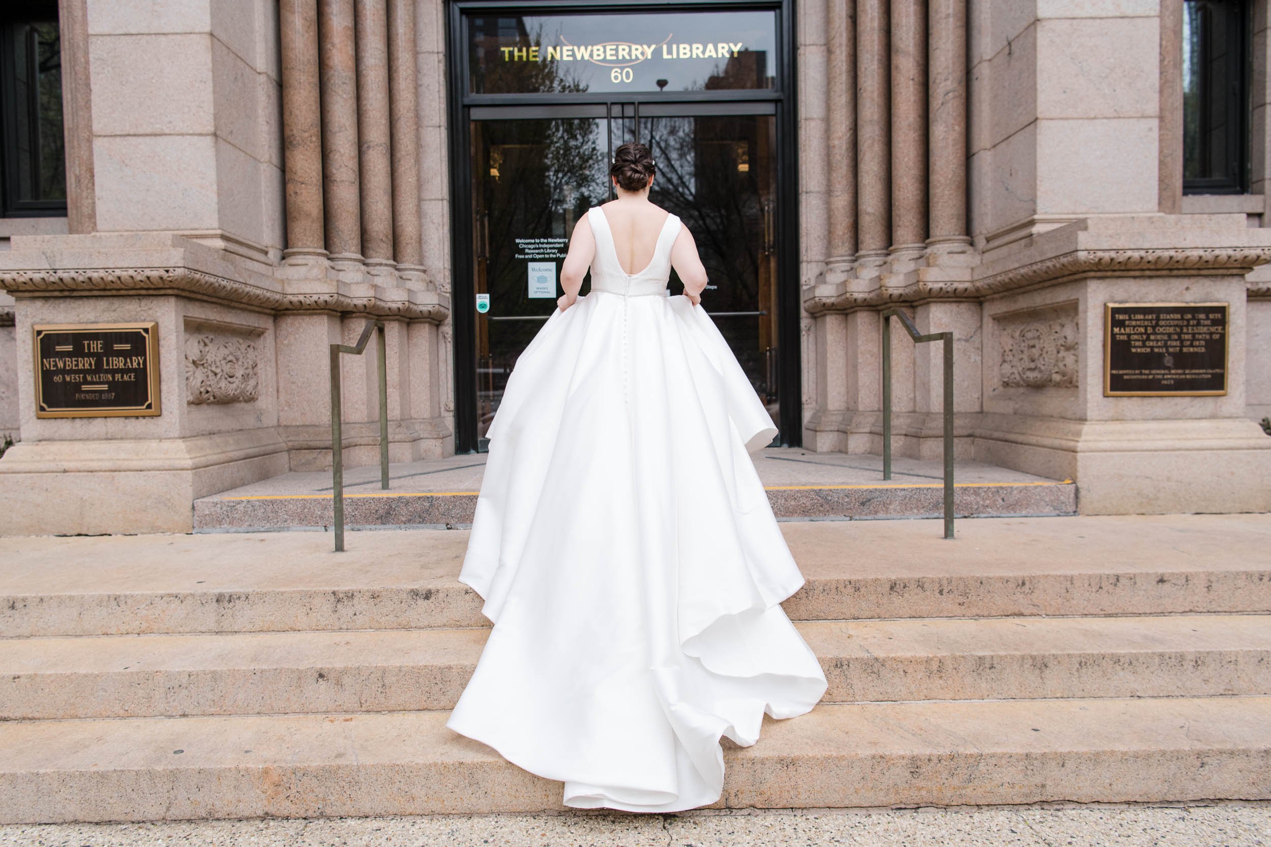 Chicago Wedding Photographer | Newberry Library | J. Brown Photography | bride outside Newberry Library. 