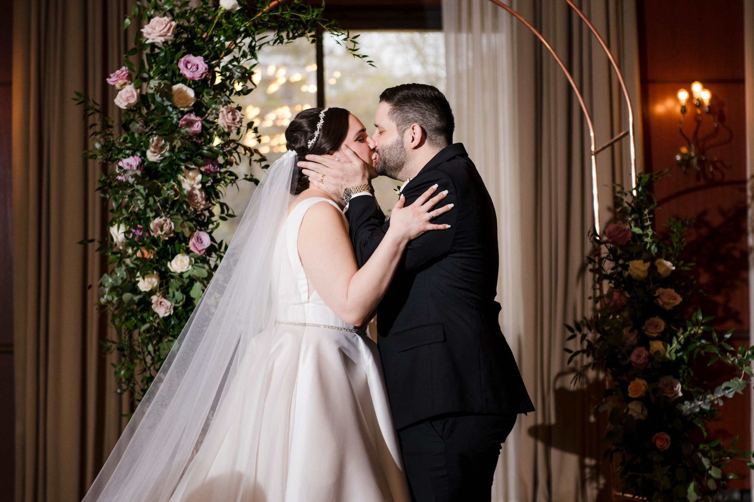 Best Wedding Photographers Near Me | Newberry Library | J. Brown Photography | bride and groom ceremony first kiss. 