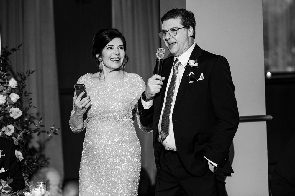 Wedding Day Photos | Newberry Library | J. Brown Photography | parents of the groom toast.