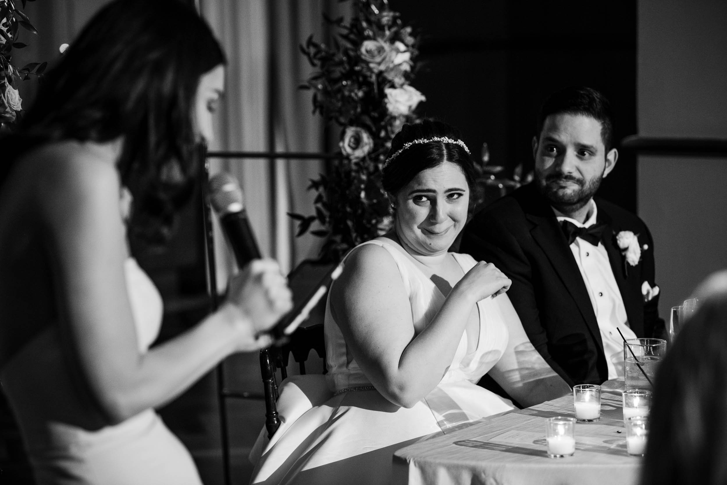 Best Wedding Photographers Near Me | Newberry Library | J. Brown Photography | emotional moment during maid of honor toast.