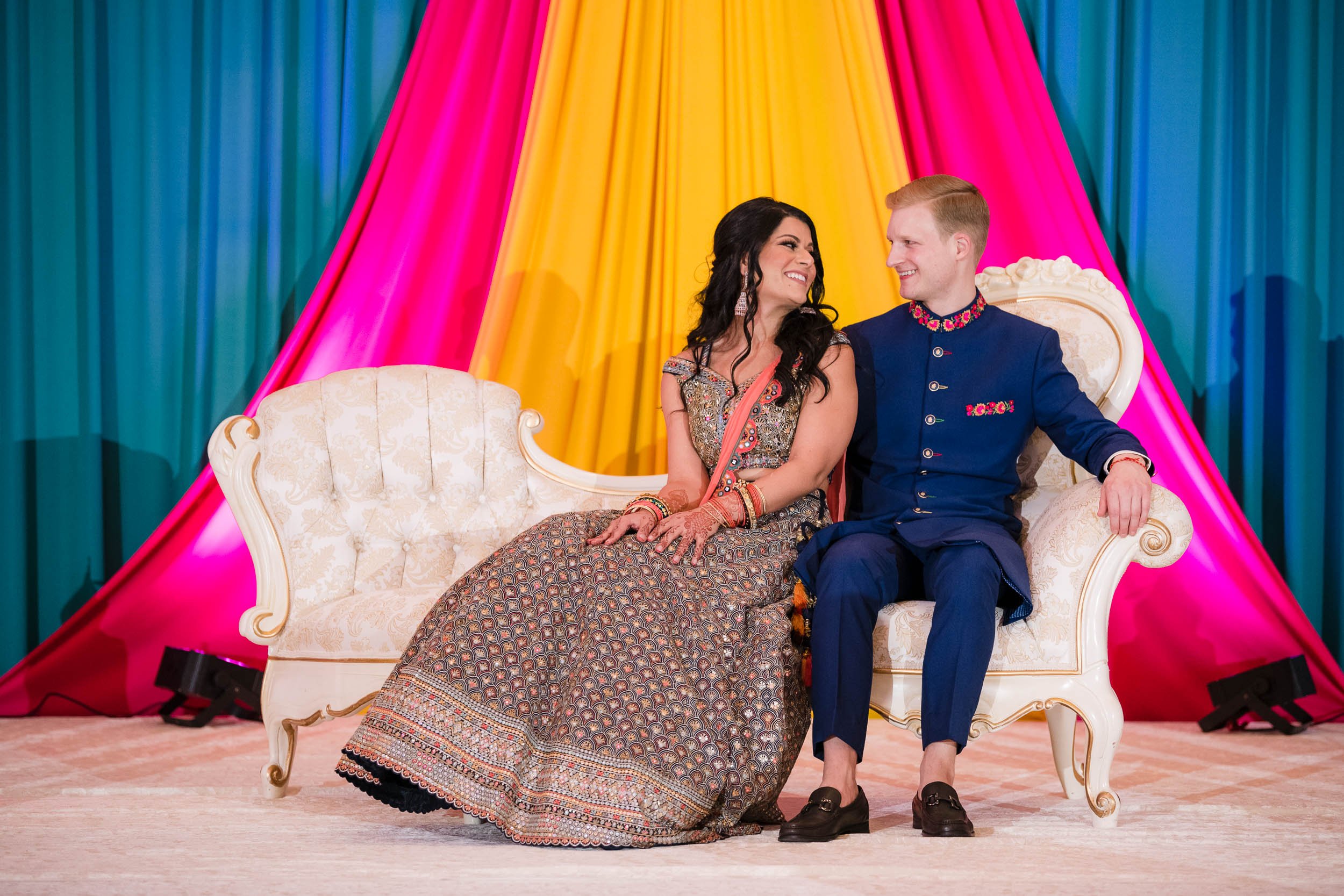 Indian Wedding Photographers | Renaissance Schaumburg | J. Brown Photography | portrait of bride and groom at Sangeet.