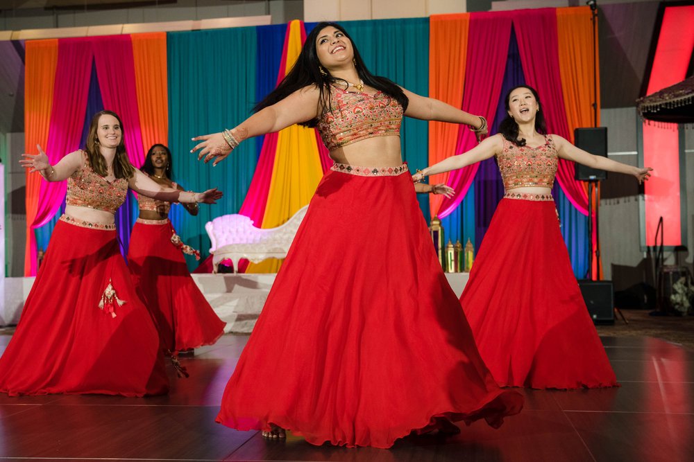 Indian Wedding Photographers Chicago | Renaissance Schaumburg | J. Brown Photography | bridesmaids sangeet performance. 