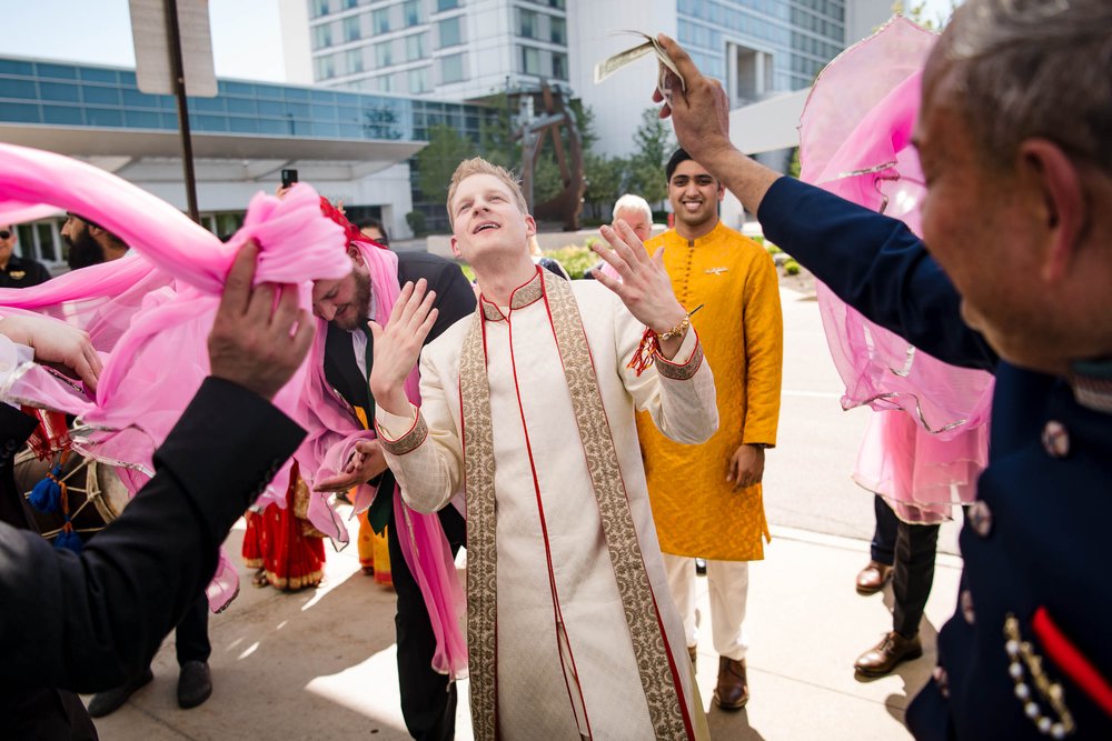 Chicago Wedding Photographer | Renaissance Schaumburg | J. Brown Photography | groom during the baraat ceremony.