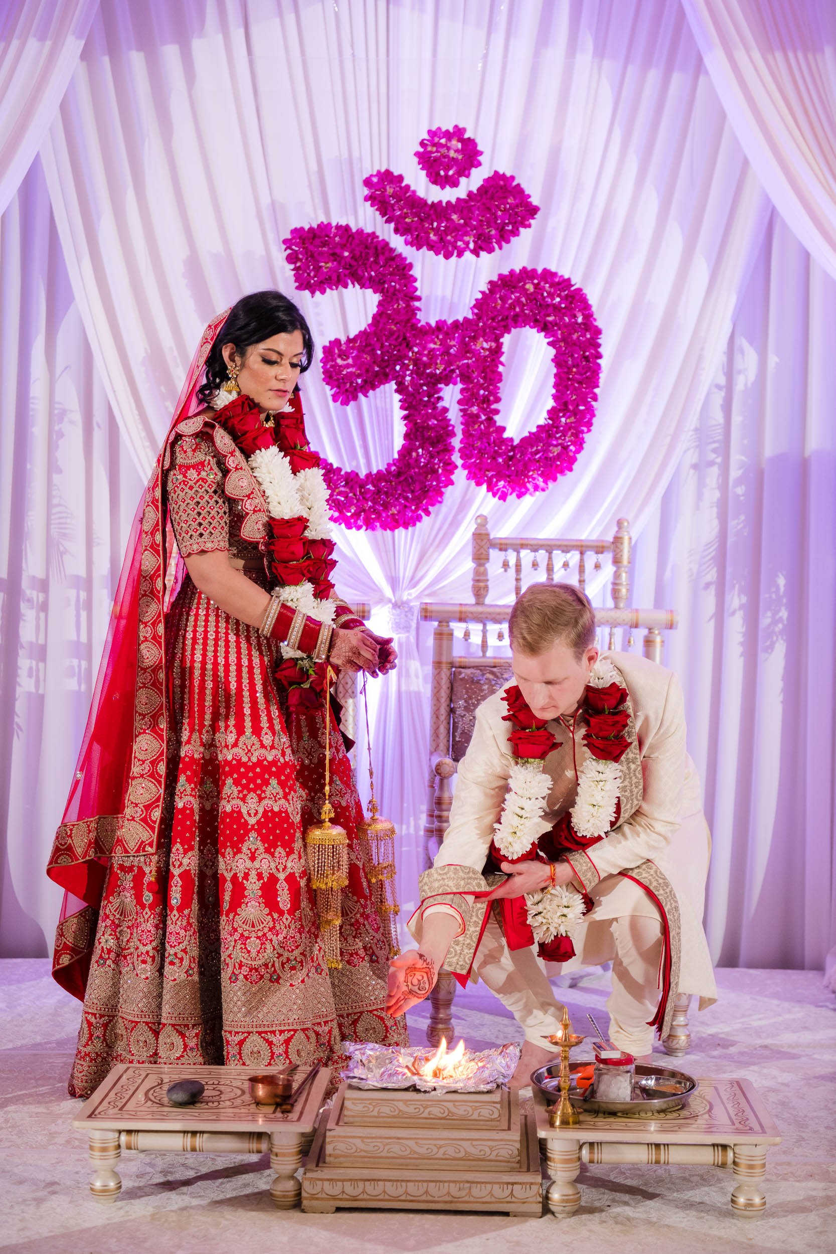 Indian Wedding Photographers | Renaissance Schaumburg | J. Brown Photography | bride and groom during  Indian wedding ceremony.