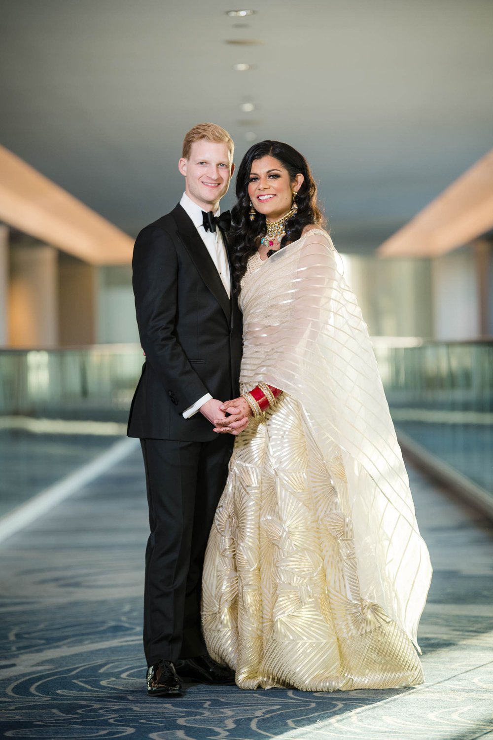 Indian Wedding Photographers Chicago | Renaissance Schaumburg | J. Brown Photography | bride and groom indoor portrait.