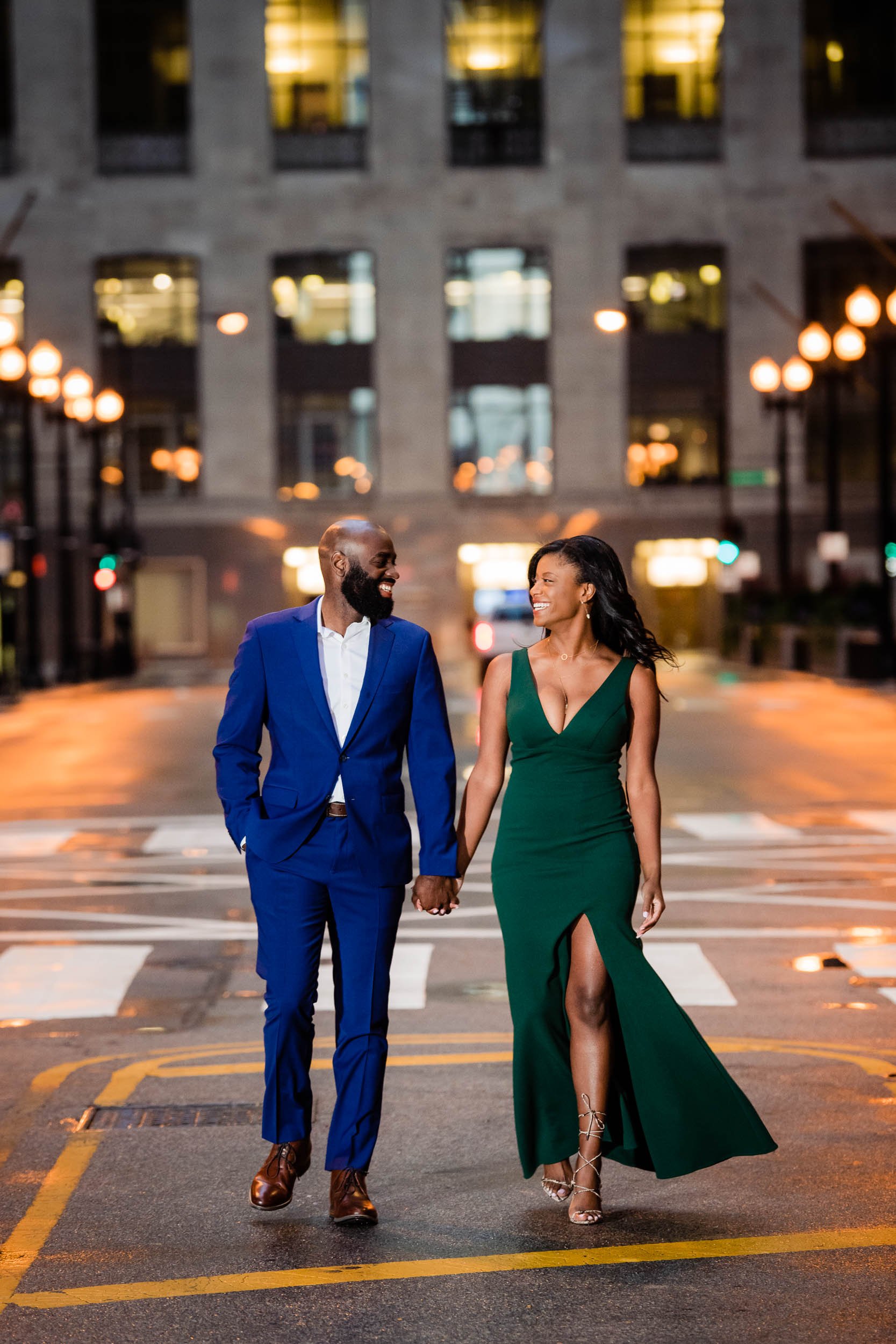 Chicago Board of Trade | Stylist Black Engagement Portrait | Chicago IL