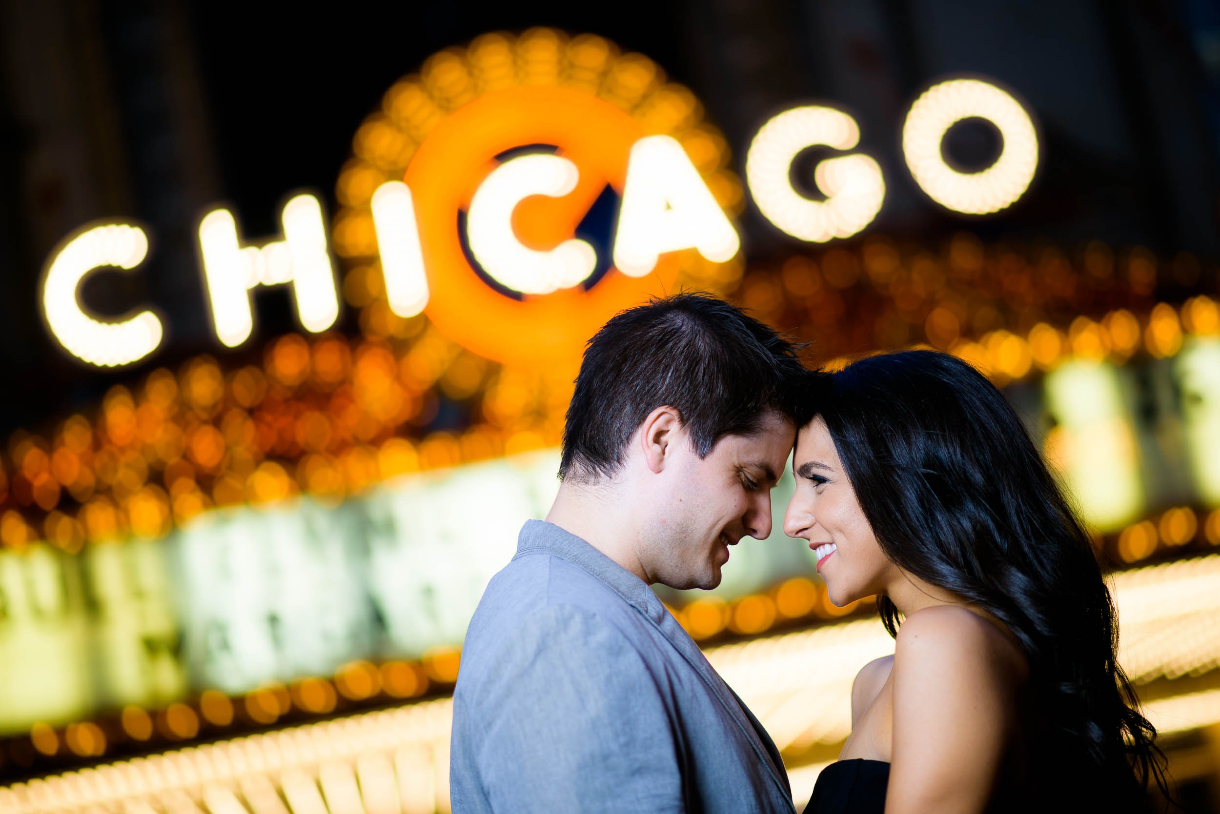 Chicago Theater | Night Engagement Session | Chicago IL