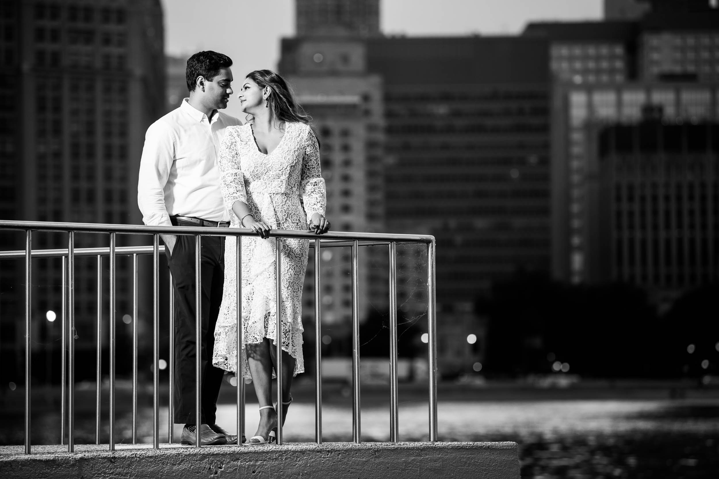Milton Olive Park | Romantic Skyline Engagement Portrait | Chicago IL