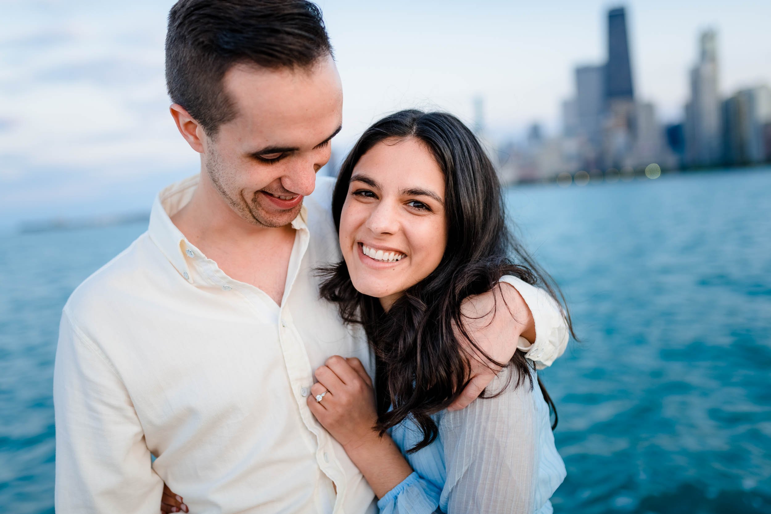 Outdoor Engagement Session | North Avenue Beach Skyline | Chicago IL