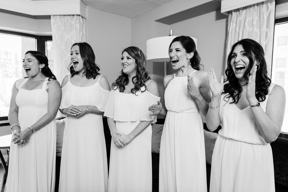 Renaissance Chicago Downtown | Bridesmaids First Look Photo | Chicago IL