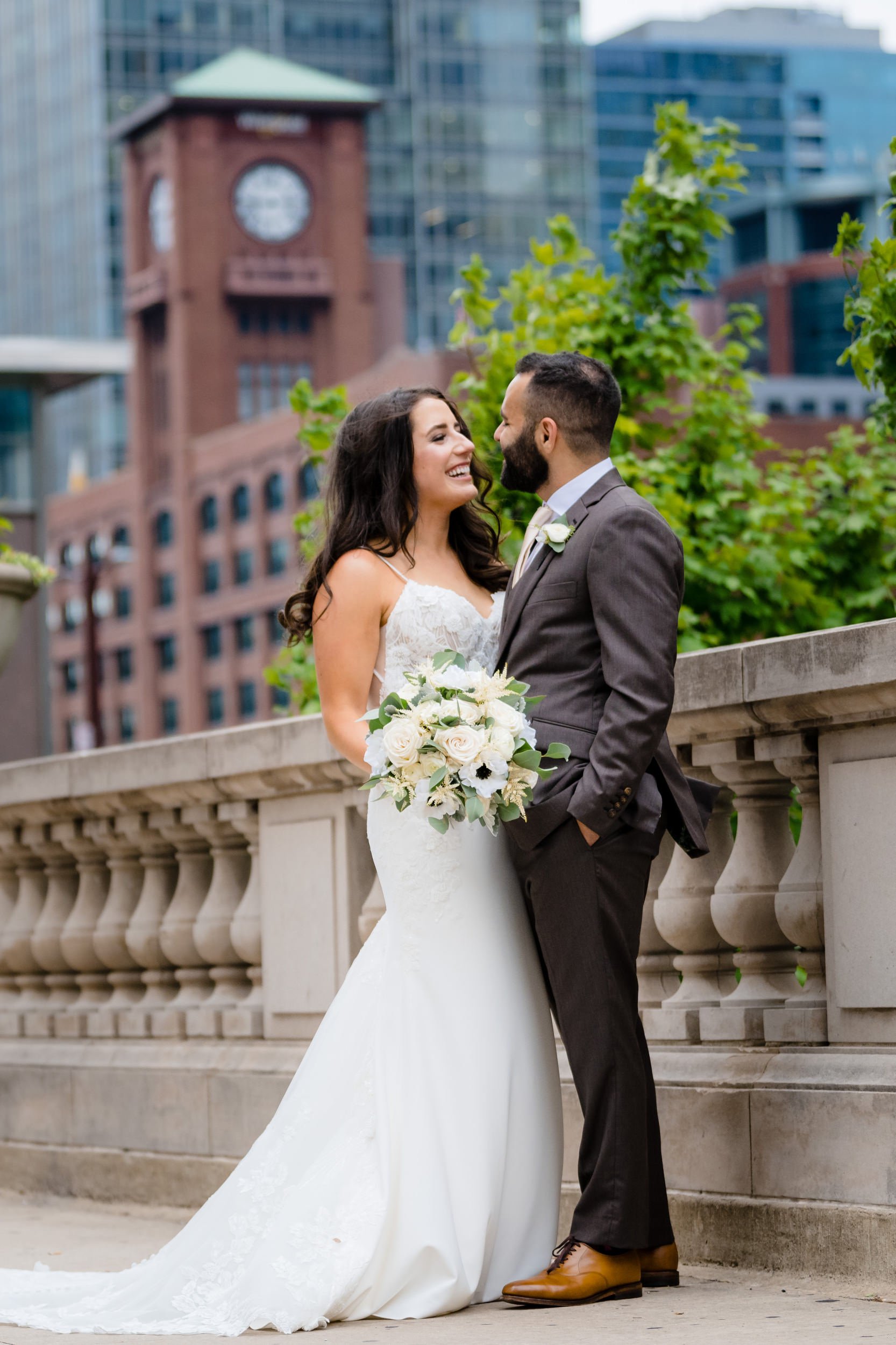 Chicago Riverwalk | Outdoor Wedding Portrait | Chicago IL