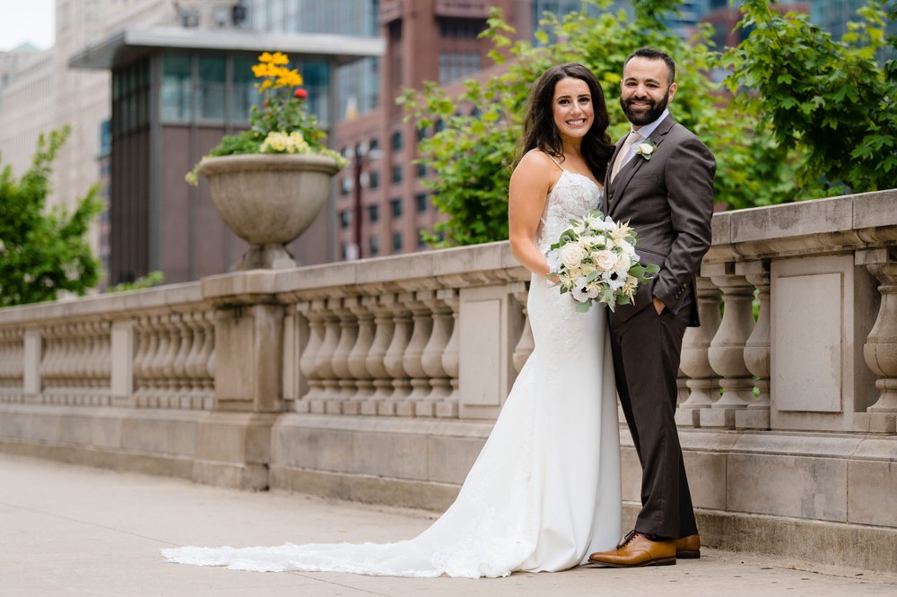 Chicago Riverwalk | Outdoor Wedding Portrait | Chicago IL