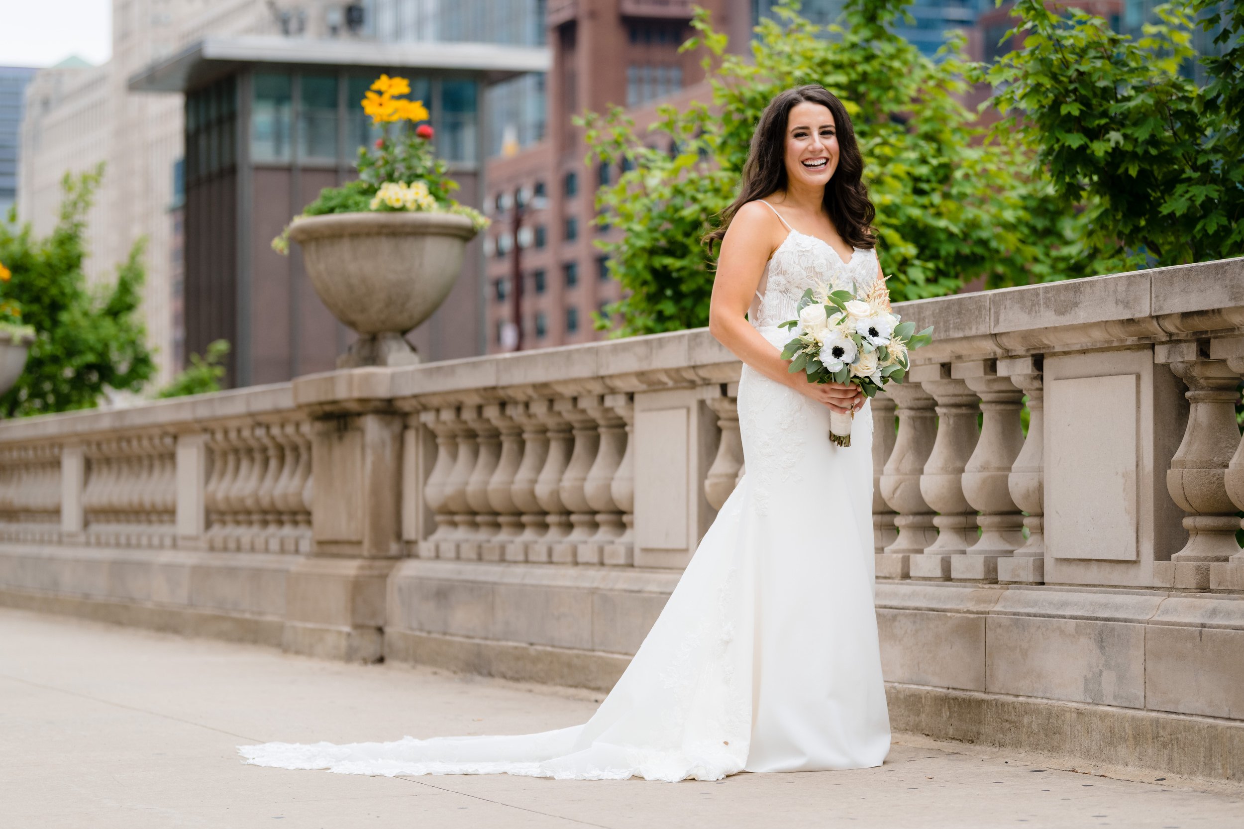 Chicago Riverwalk | Outdoor Wedding Portrait | Chicago IL