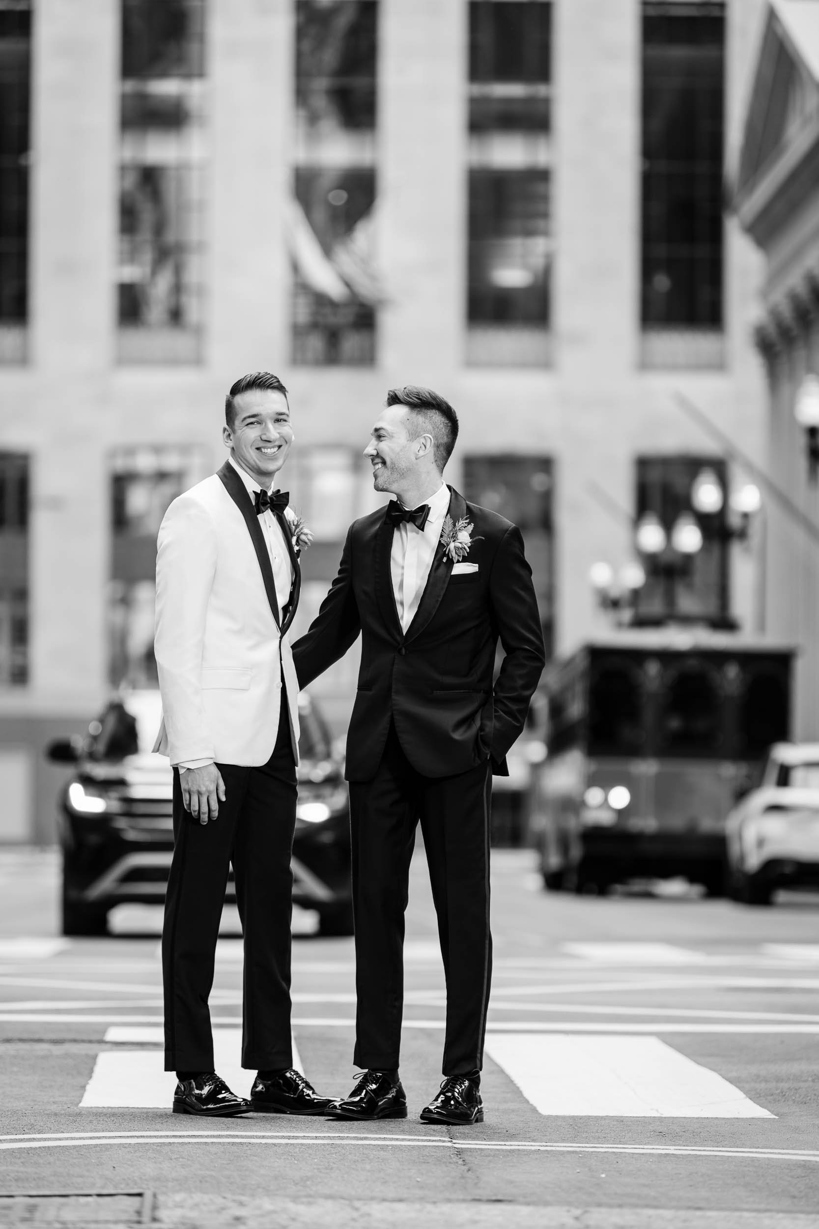 Chicago Board of Trade | outdoor same sex wedding photo | Chicago IL