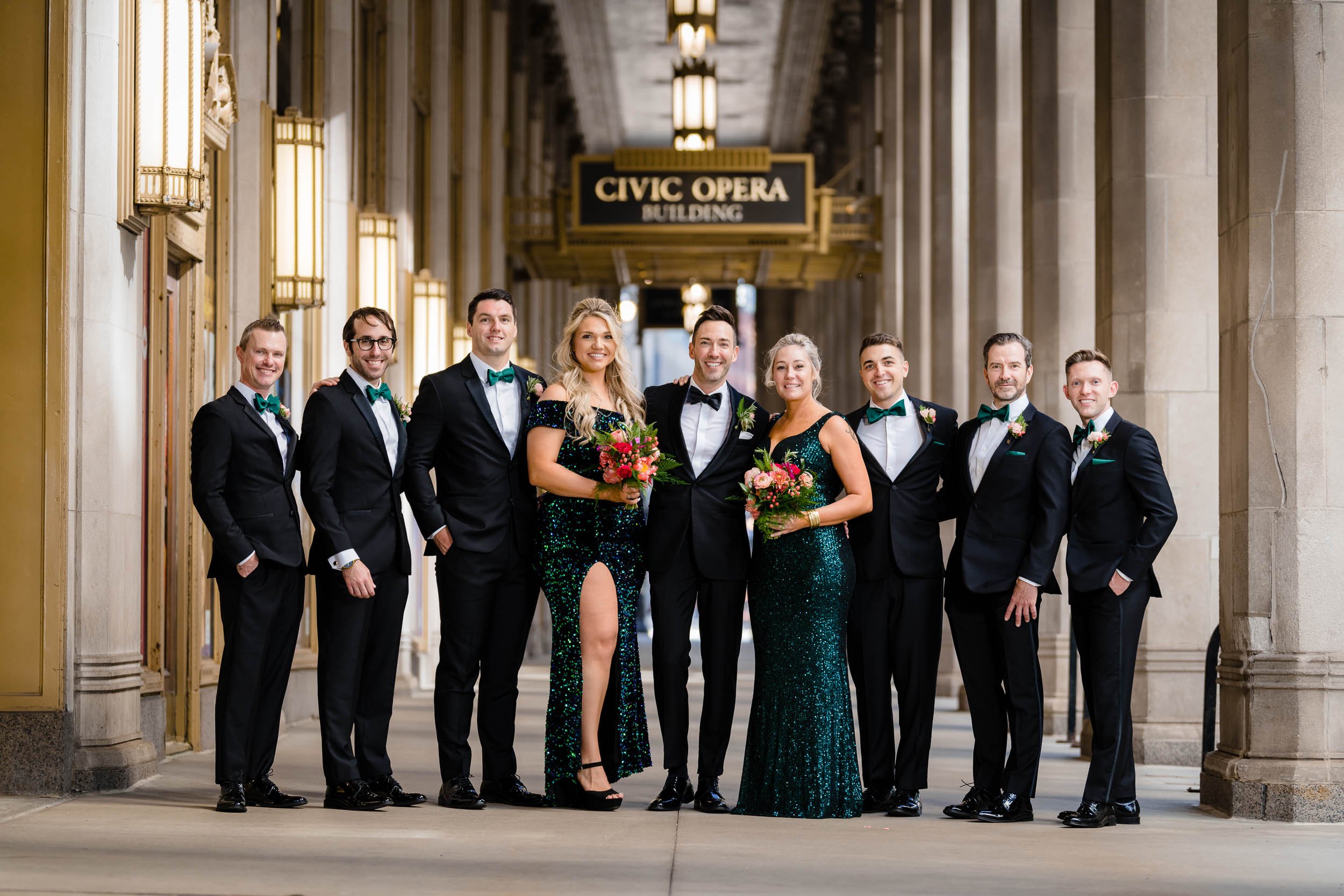 Lyric Opera | Outdoor wedding party photo | Chicago IL