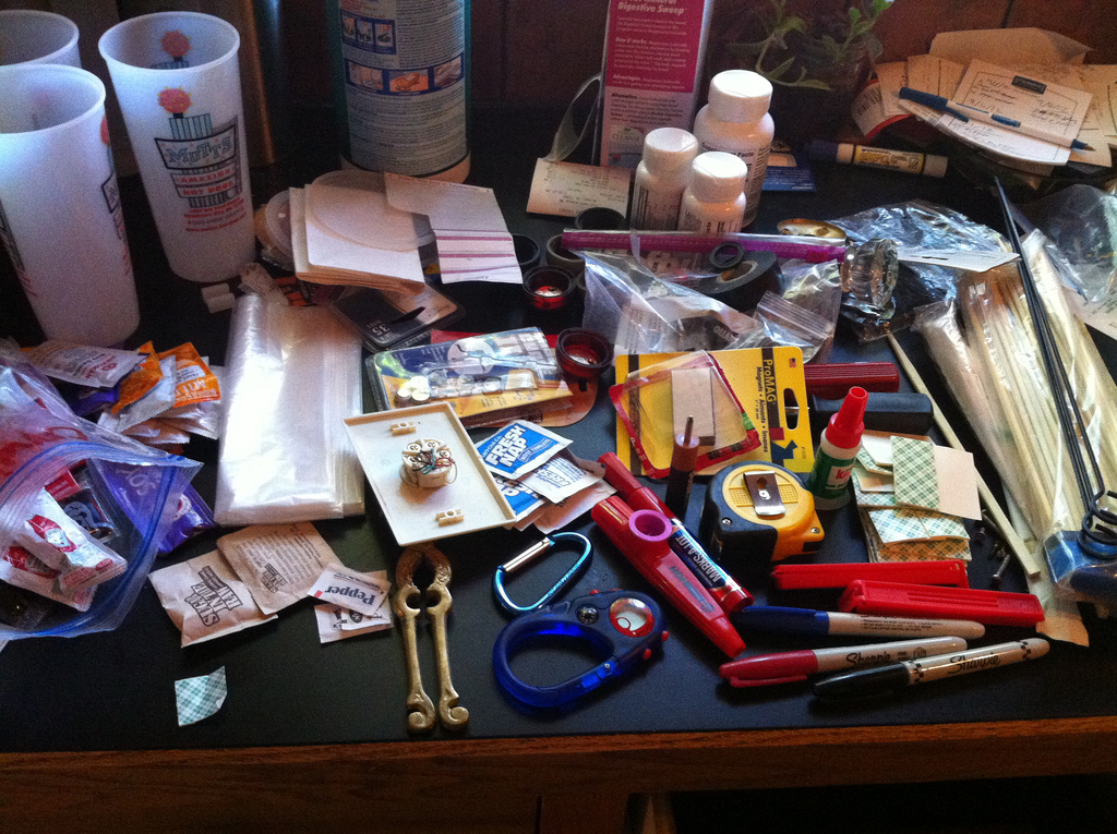Everything that was in my kitchen junk drawer. Notice the light switch cover & nutcracker...what?!?