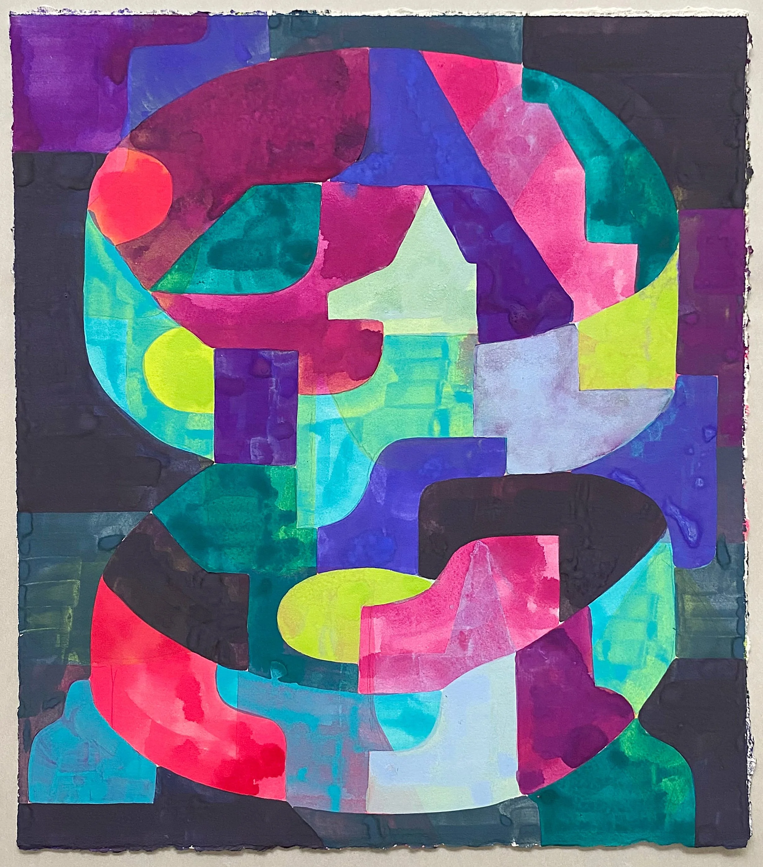  Double Swift, 2024, gouache, ink, and acrylic on paper, 17 x 15 inches 