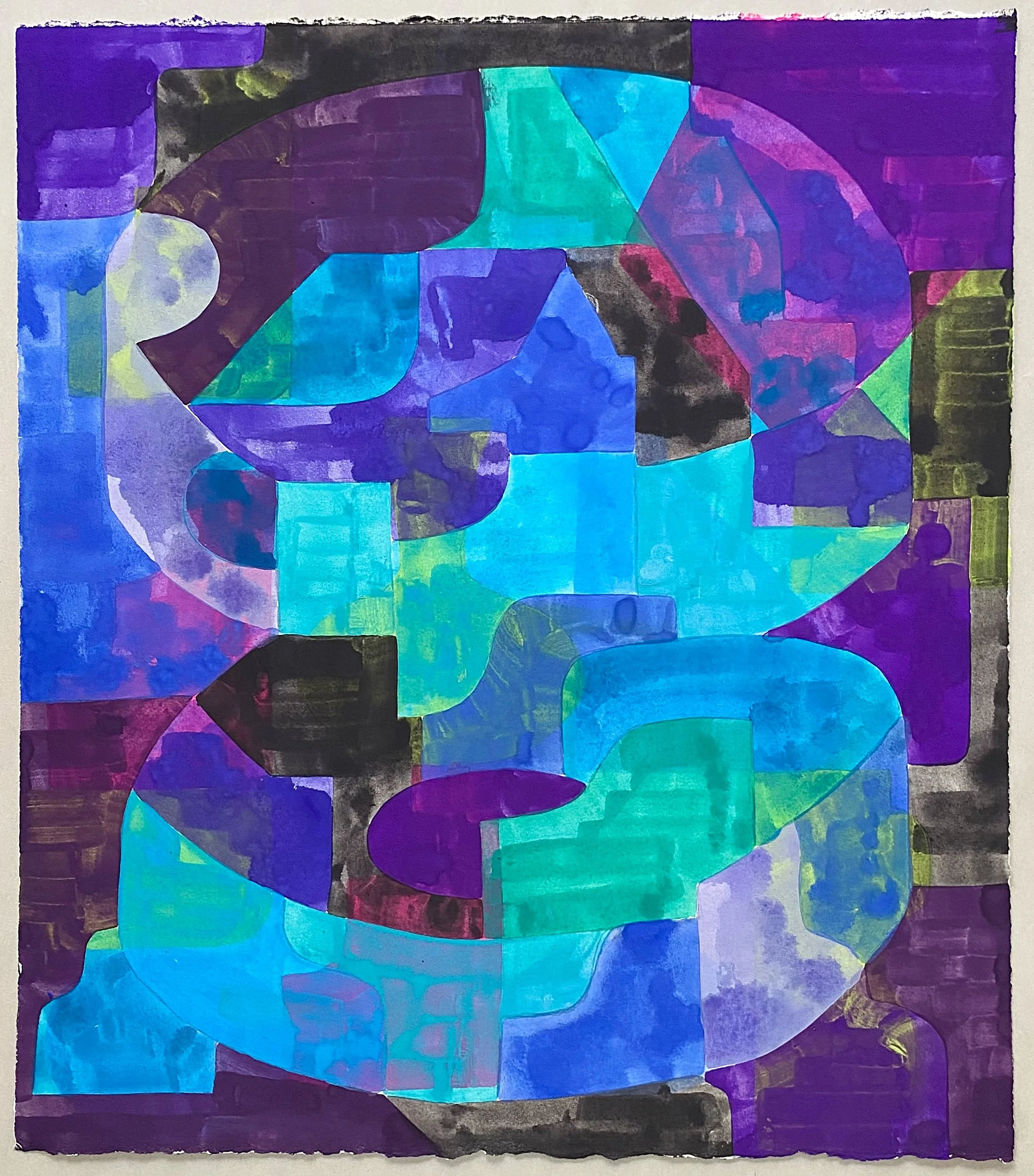  The Gazers, 2024, gouache, ink, and acrylic on paper, 17 x 15 inches 