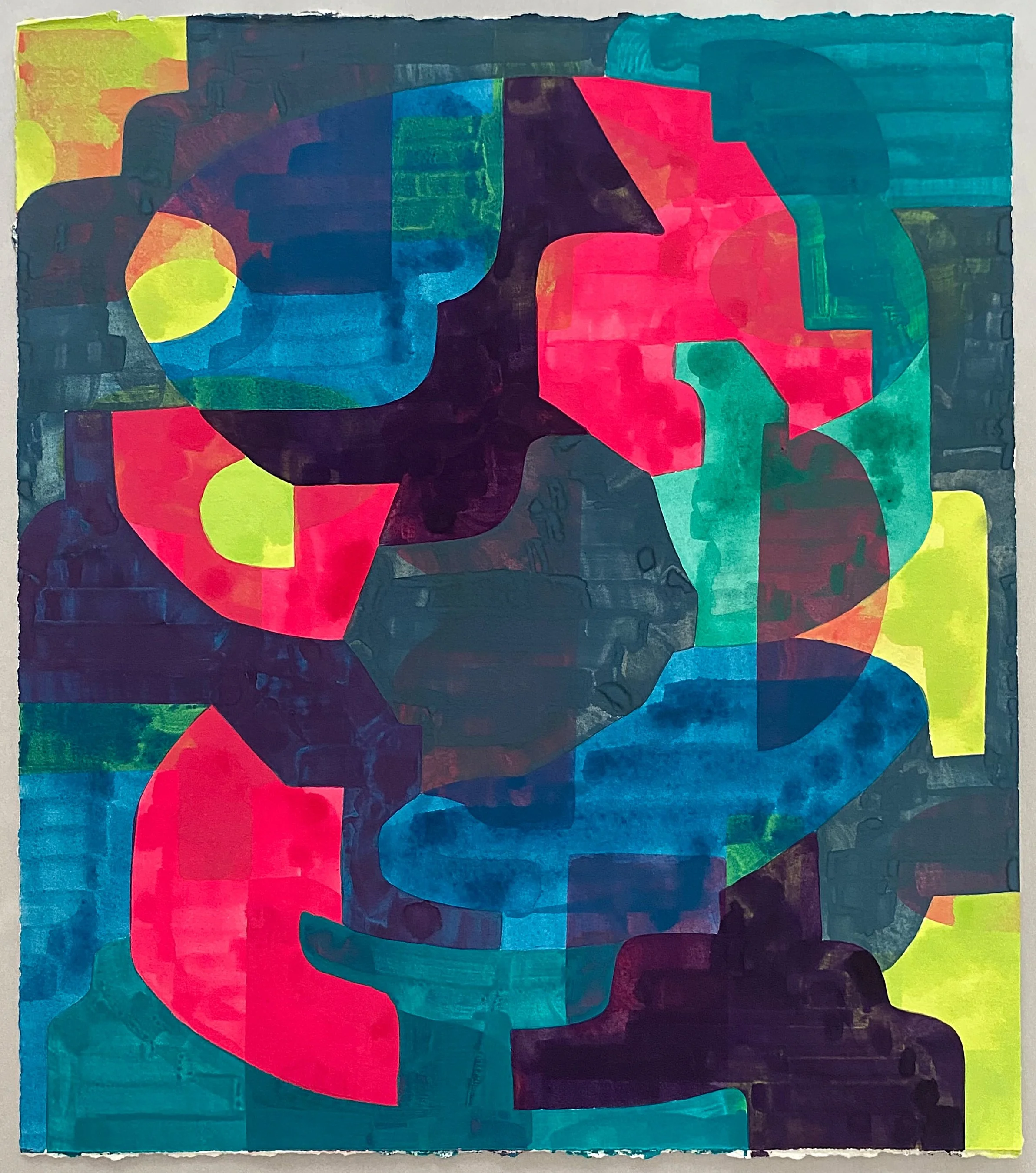  Sift, 2024, gouache, ink, and acrylic on paper, 17 by 15 inches 