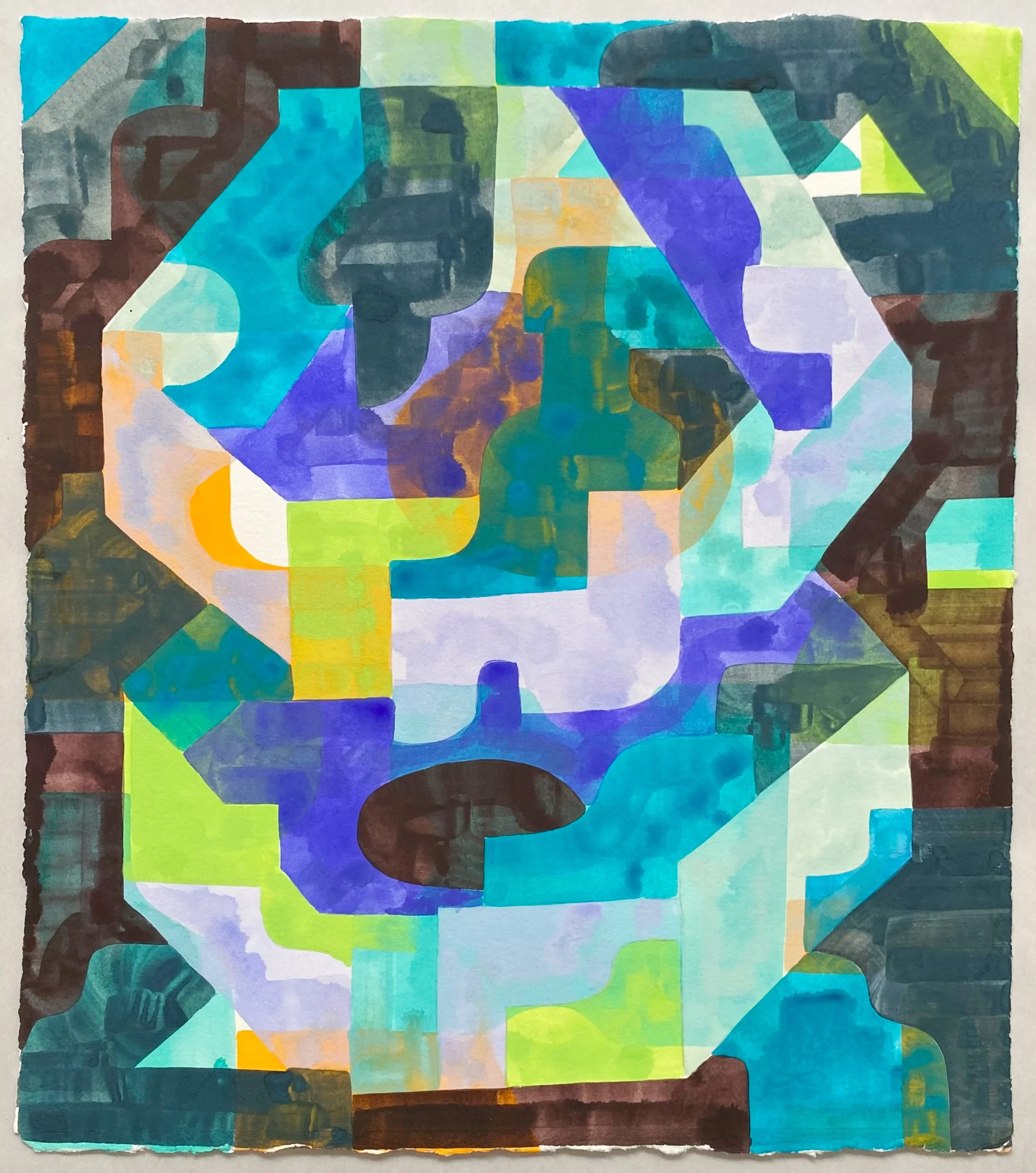  Fold, 2024, gouache, ink, and acrylic on paper, 17 x 15 inches 