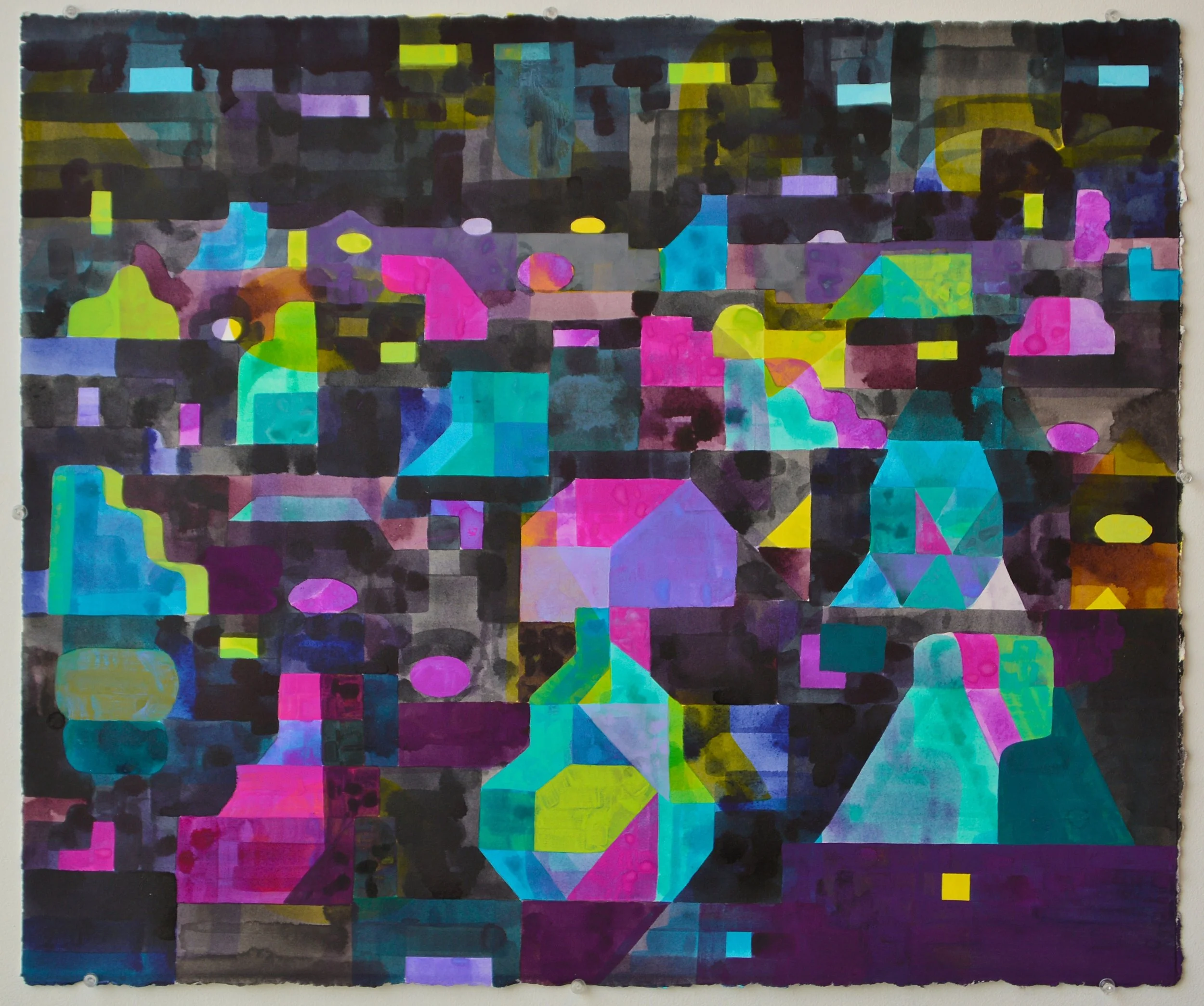  Idolum, 2025, gouache, ink, and acrylic on paper, 22 × 27 inches 