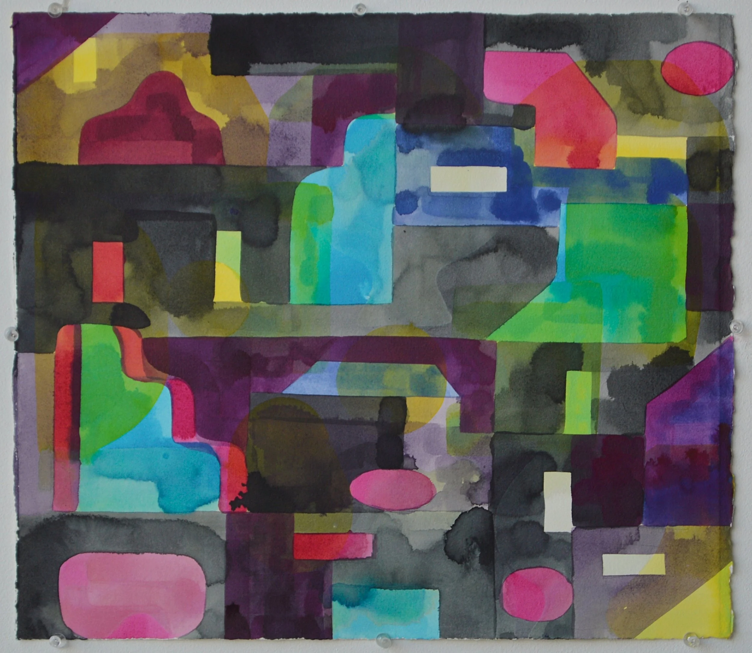  Eidolon, 2025, gouache, ink, and acrylic on paper, 15 × 17 inches 