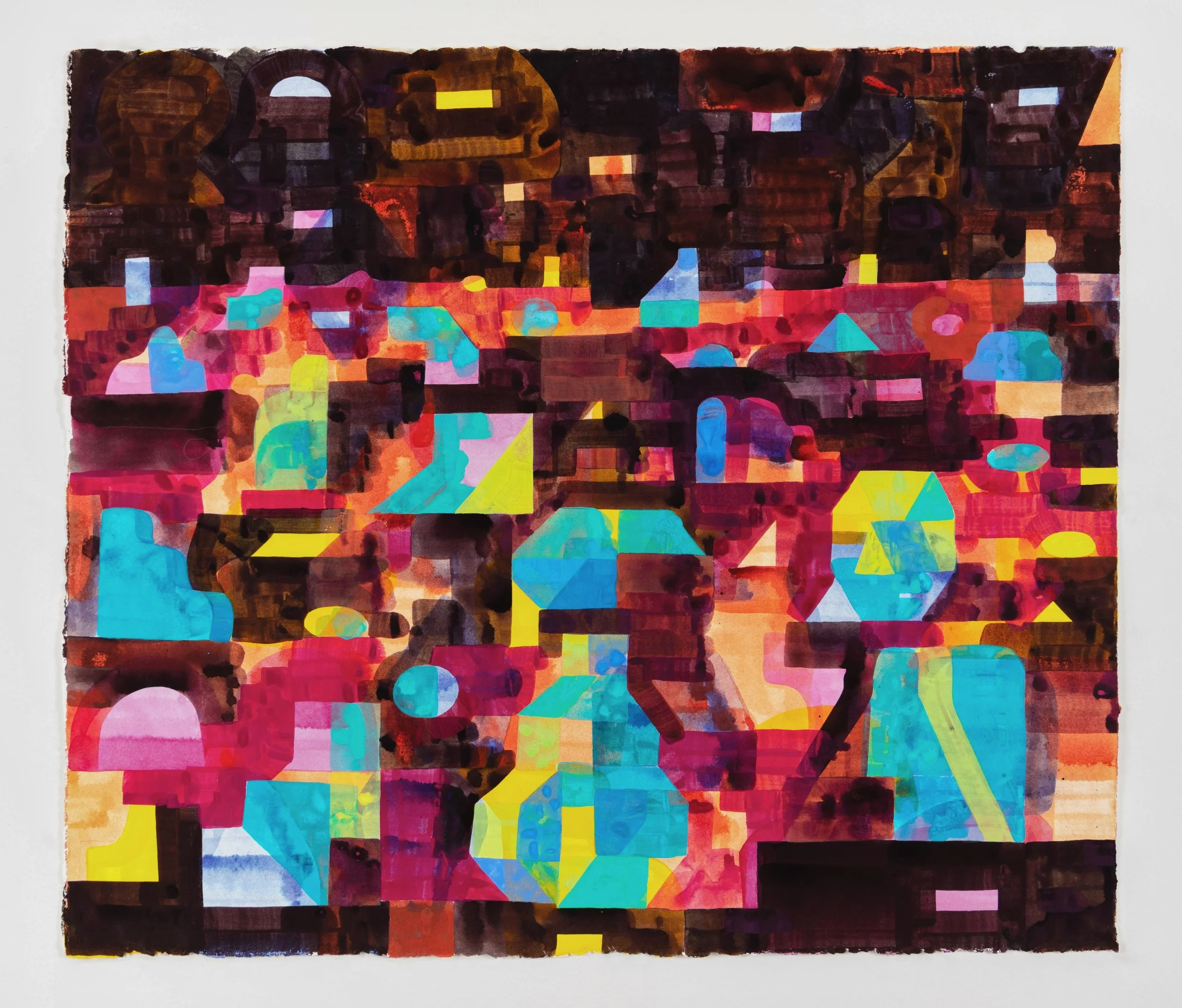   Essene , 2025, gouache, ink, and acrylic on paper, 22 × 27 inches 