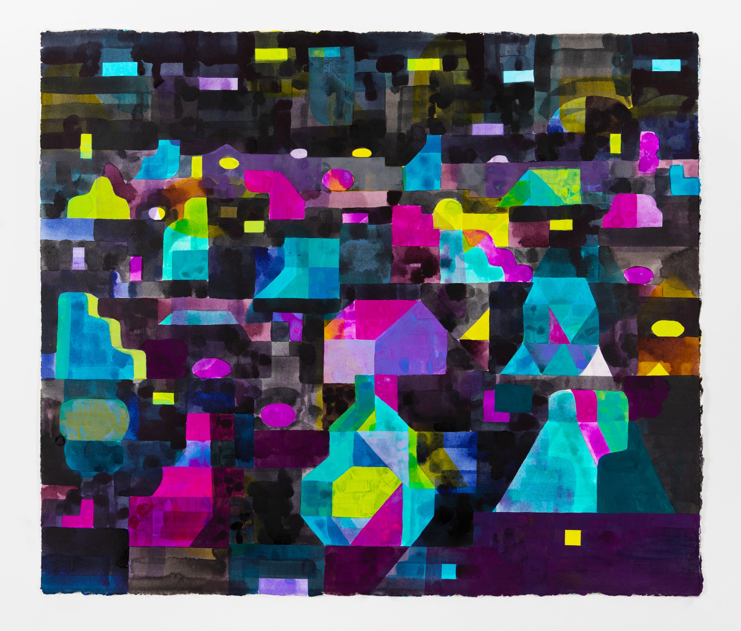  Idolum, 2025, gouache, ink, and acrylic on paper, 22 × 27 inches 