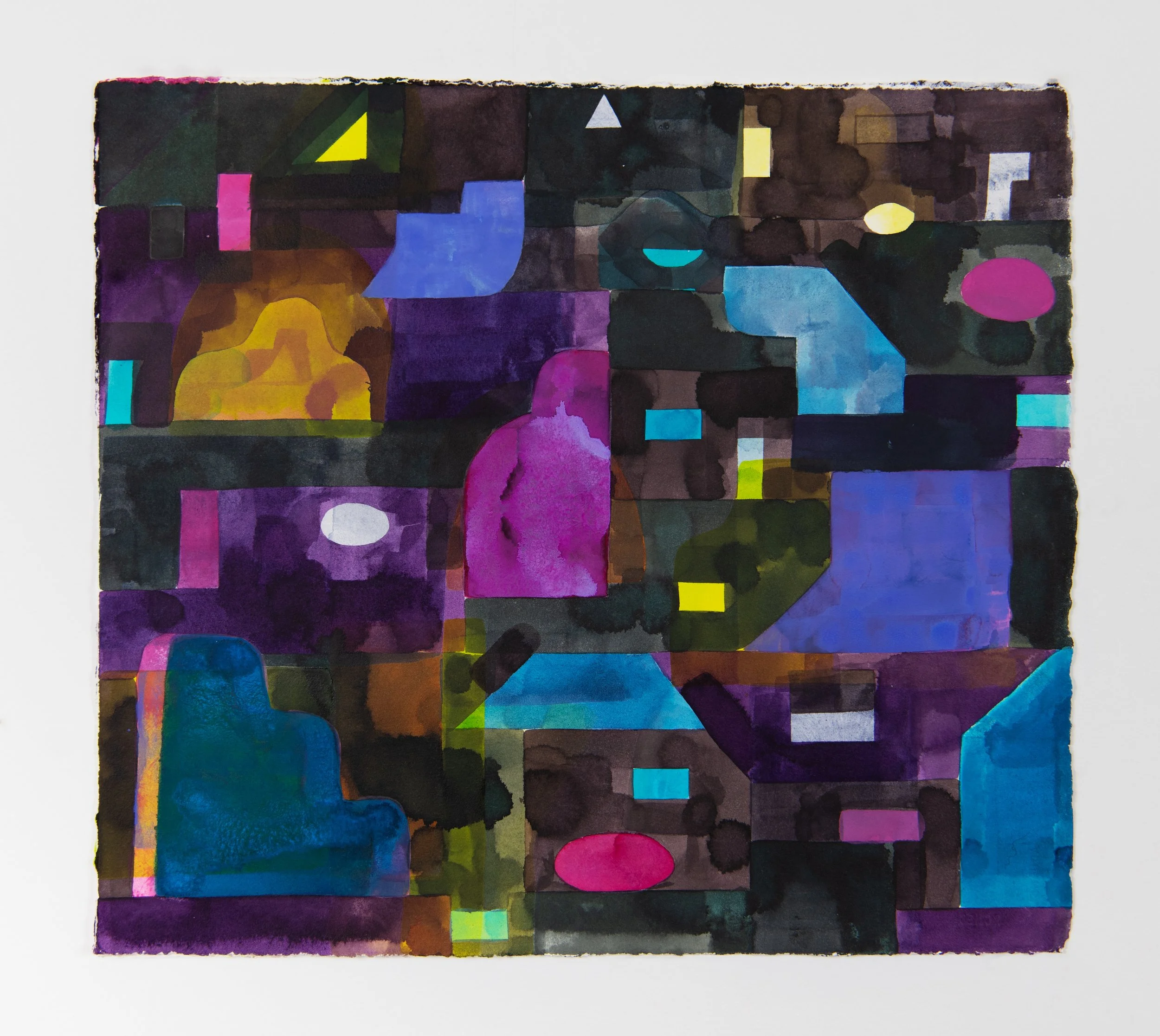  Spectre, 2025, gouache, ink, and acrylic on paper, 15 × 17 inches 