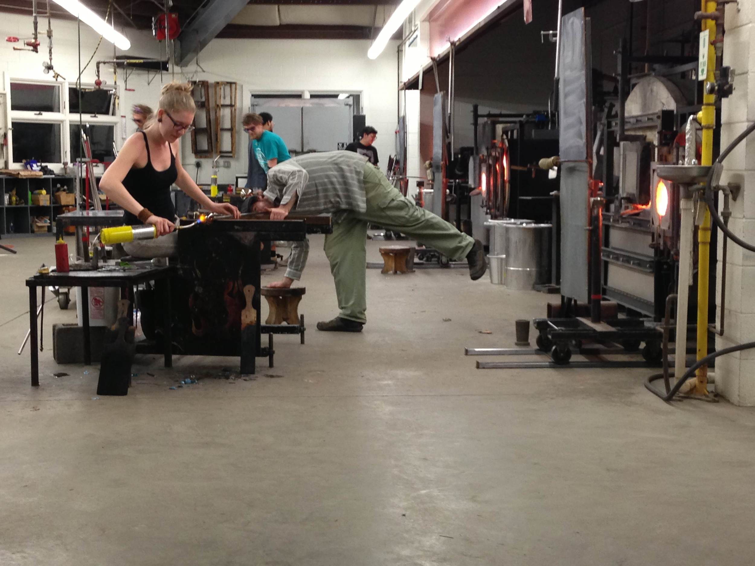 Lindsay and Jaime glass blowing