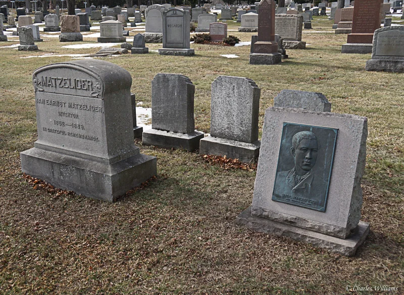 Matzeliger's double memorial stones in Lynn, Massachusetts