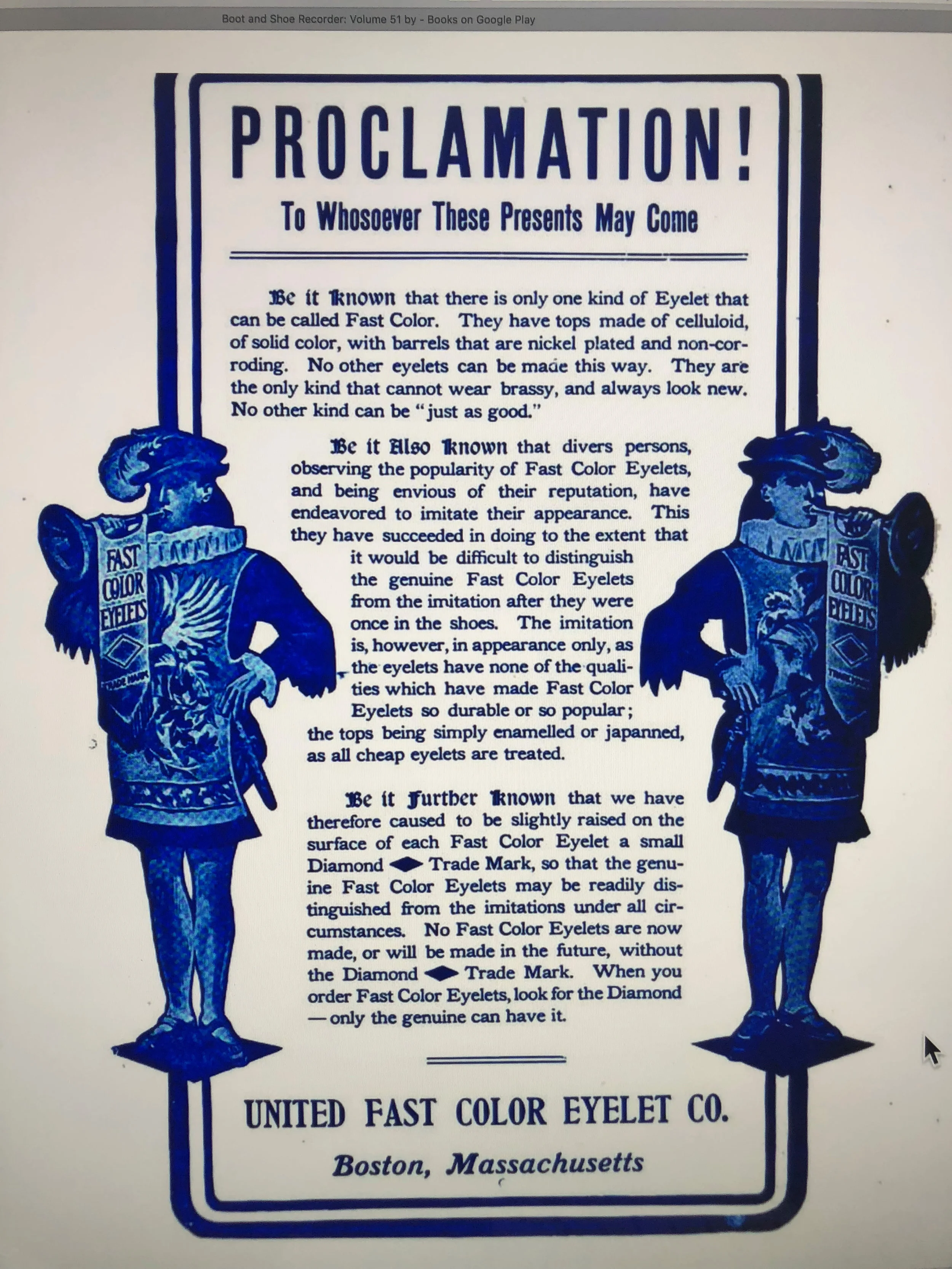 1907 advertisement from the Boot and Shoe Recorder, an industry trade journal.