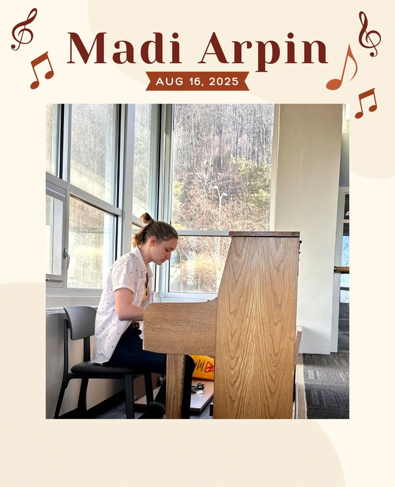 Tomorrow (8/16) from 10:30-12:30 the talented Madi Arpin will be performing on the Haute patio! If you love music and coffee be sure to stop by! ☕️🎶🎹