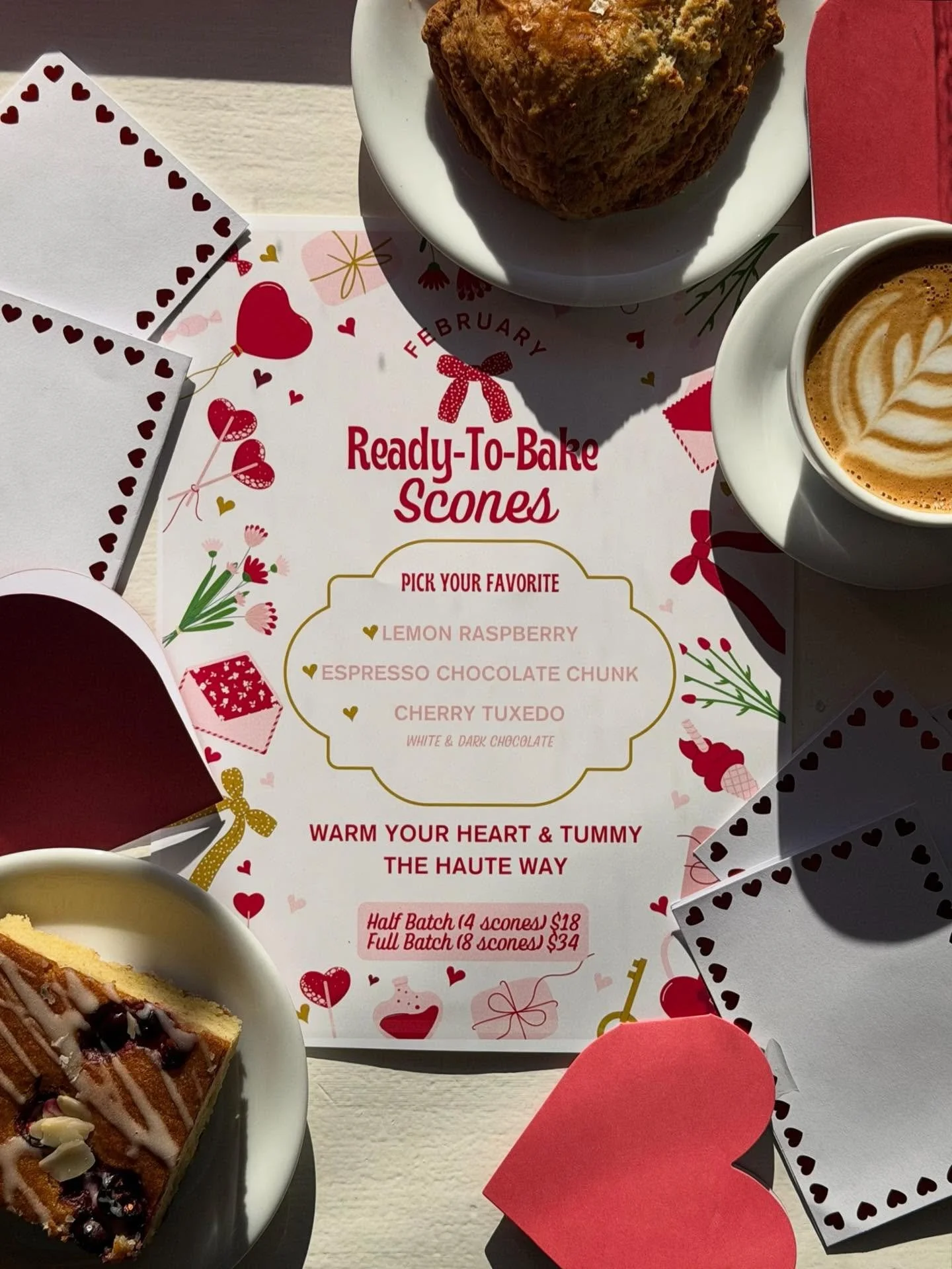 Not everything comes in a sweet bouquet. Our February ready-to-bake scones are sweet, delicious, and made with love 💕 #februaryflavors #sweettreats #coffeeshopvibes #madewithlove #hautecoffee