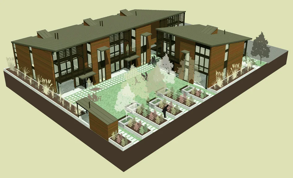 Portland Courtyard Housing Competition - Bird's Eye View