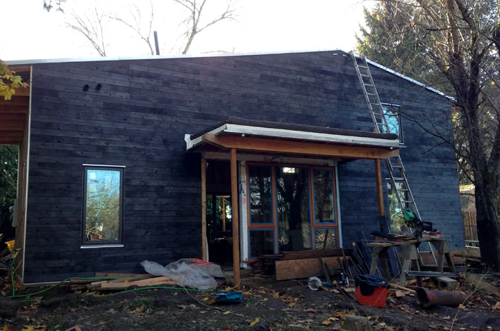 Portland Small Family House - charred burnt cedar siding
