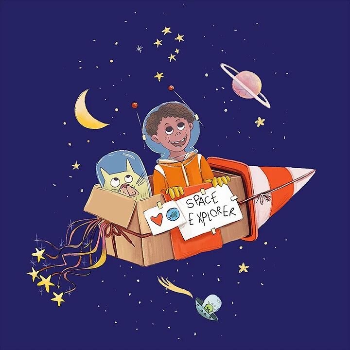 Space explorer! The third illustration for the series of Little Explorers for Library Tasmania.