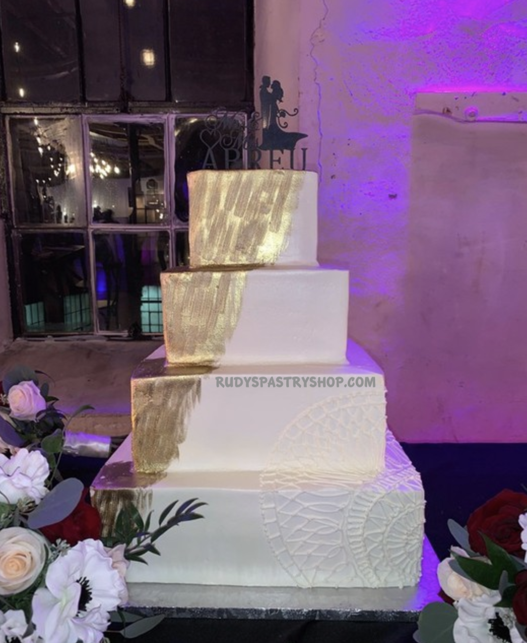 Square Stencil Wedding Cake