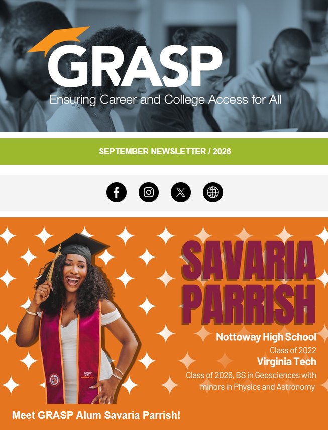 Screenshot of top of the GRASP Newsletter