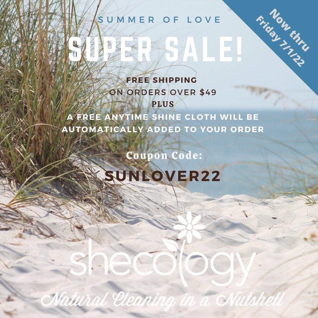 🌼 Sweet Summer Sale | It's always a sunny day at Shecology but today is even brighter with our summer sale starting now thru July 1st! Stock up on Soap Nuts, Laundry Powder, Laundry Pills, DIY Home Cleaning Brew, Anytime Shine Cloths, Biodegradable 